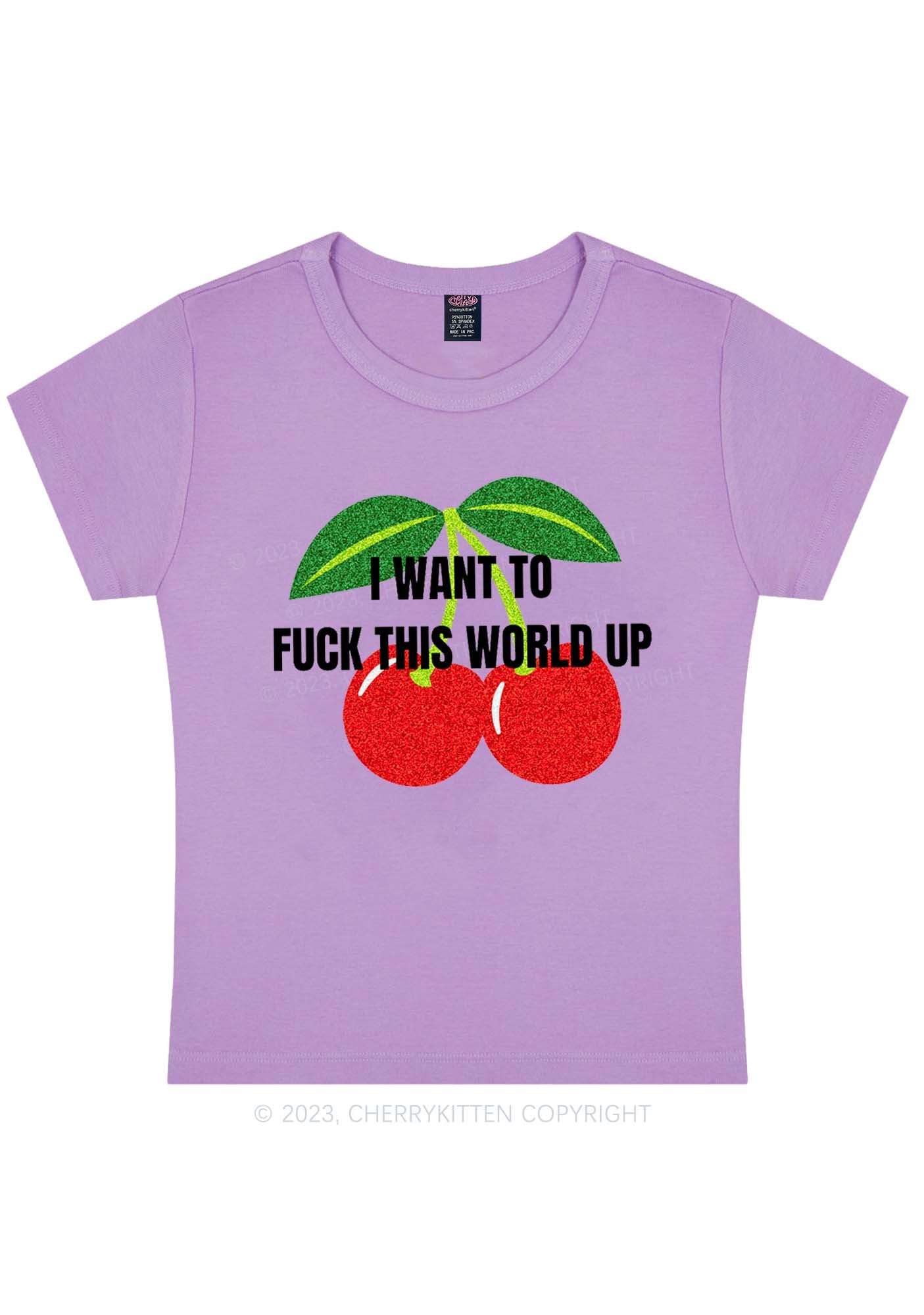 Curvy Fxxk This World Up Y2K Baby Tee Cherrykitten