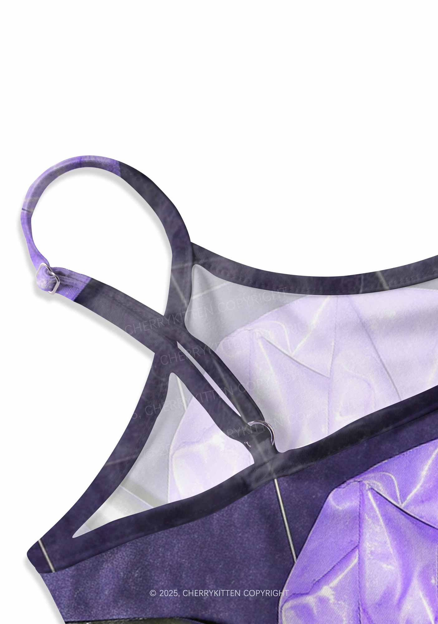 Purple Bath Smoking Raccoon Y2K Print Slip Dress Cherrykitten