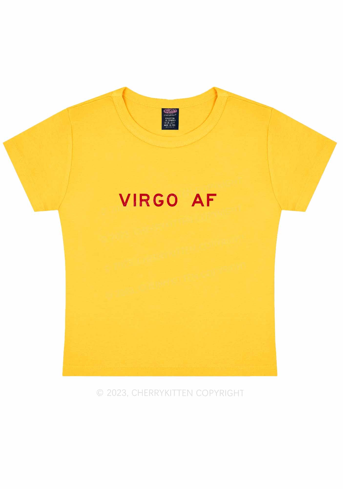 Custom Zodiac AF Y2K Baby Tee Cherrykitten