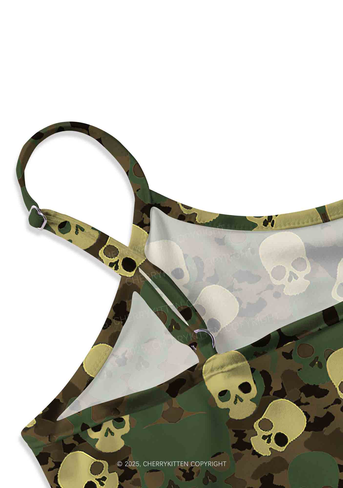 Halloween Camouflage Skull Y2K Print Cami Crop Top Cherrykitten