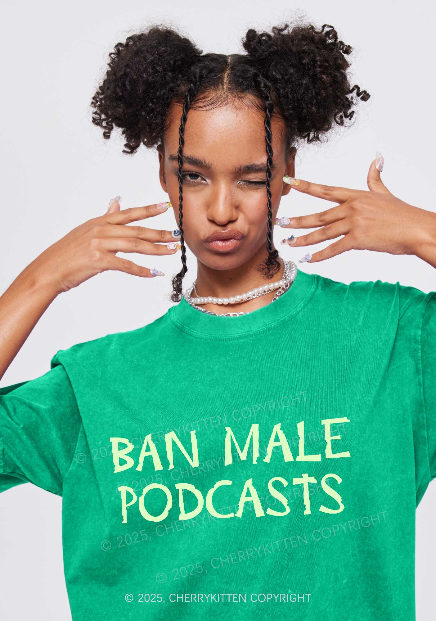 Ban Male Podcasts Y2K Shirts Washed Tee Cherrykitten