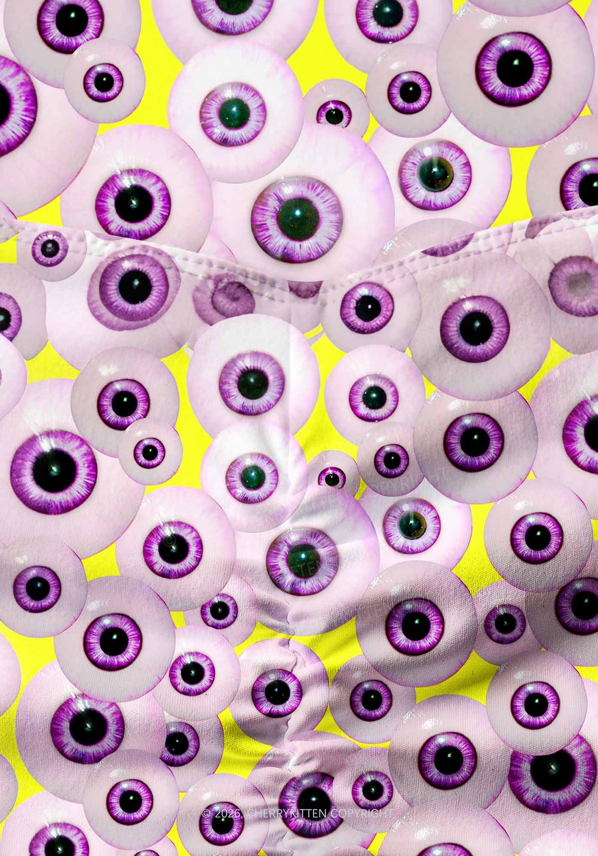 Halloween Purple Eyeballs Y2K Print Gym Shorts Cherrykitten
