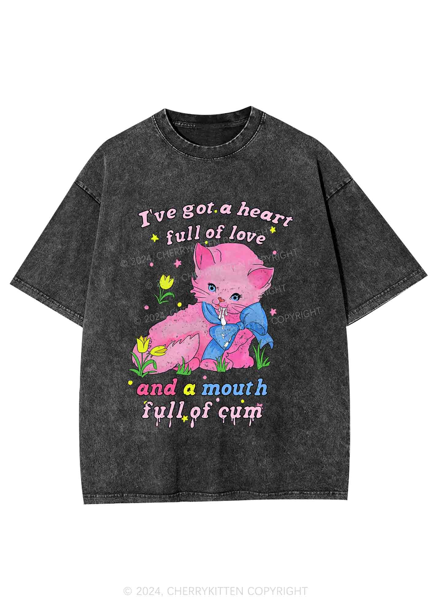 Heart Full Of Love Y2K Washed Tee Cherrykitten