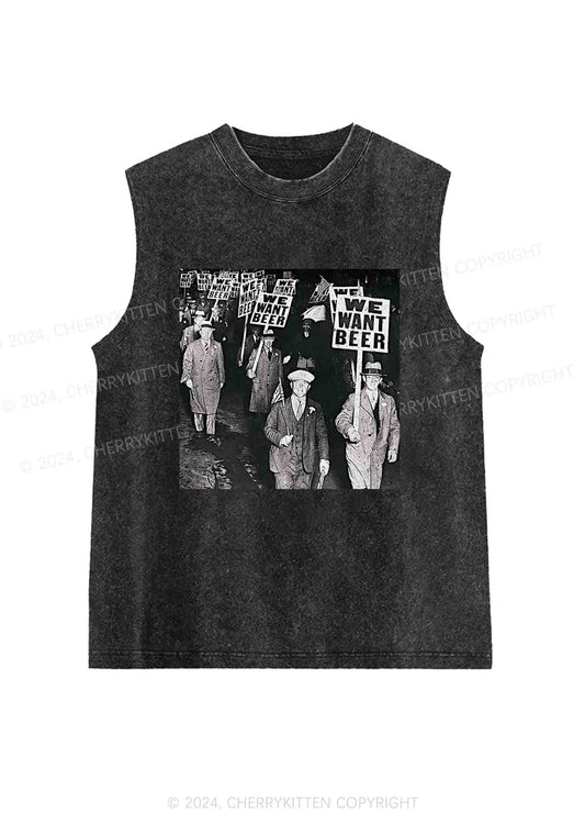 We Want Beer Y2K Washed Tank Cherrykitten