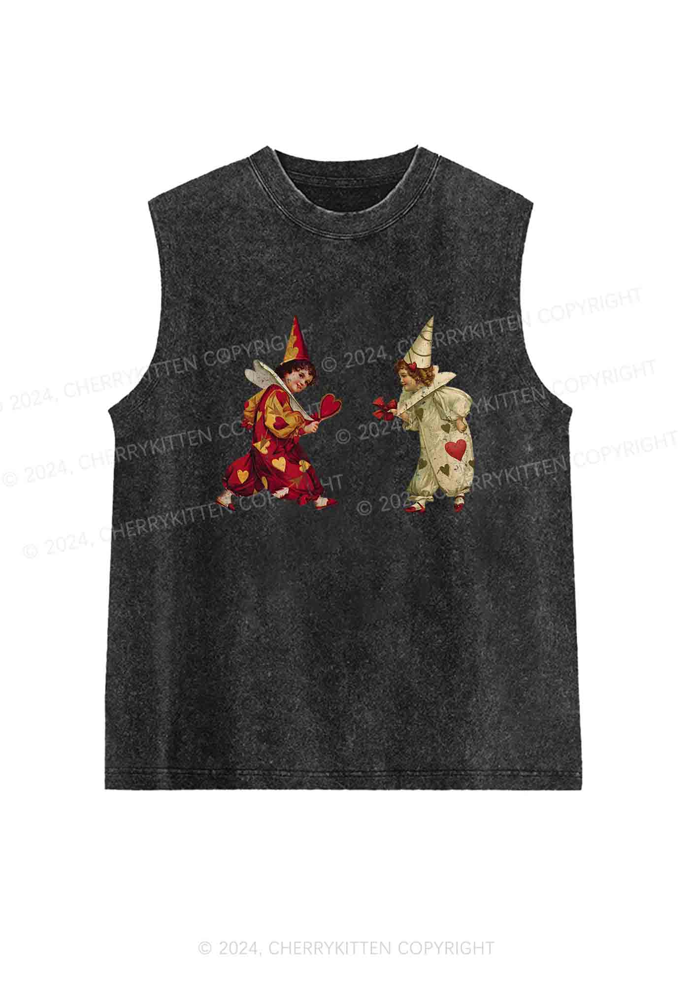 Heart Bow Knot Kids Y2K Washed Tank Cherrykitten