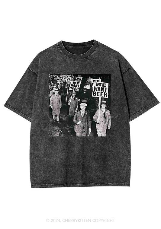 We Want Beer Y2K Washed Tee Cherrykitten