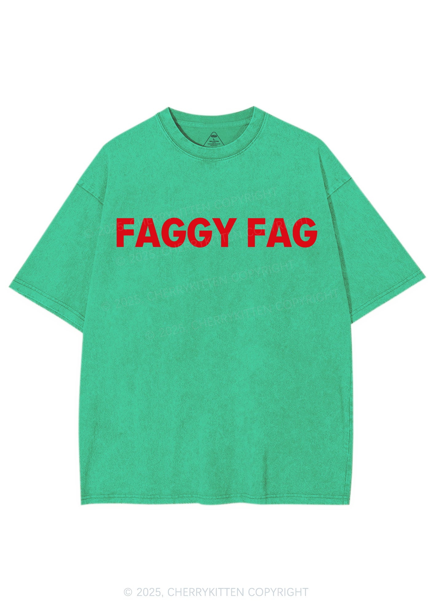 Faggy Fag Pride Y2K Shirts Washed Tee Cherrykitten