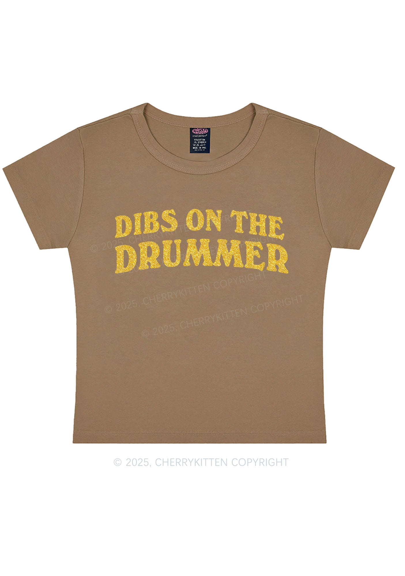 Glitter Dibs On The Drummer Y2K Baby Tee Cherrykitten