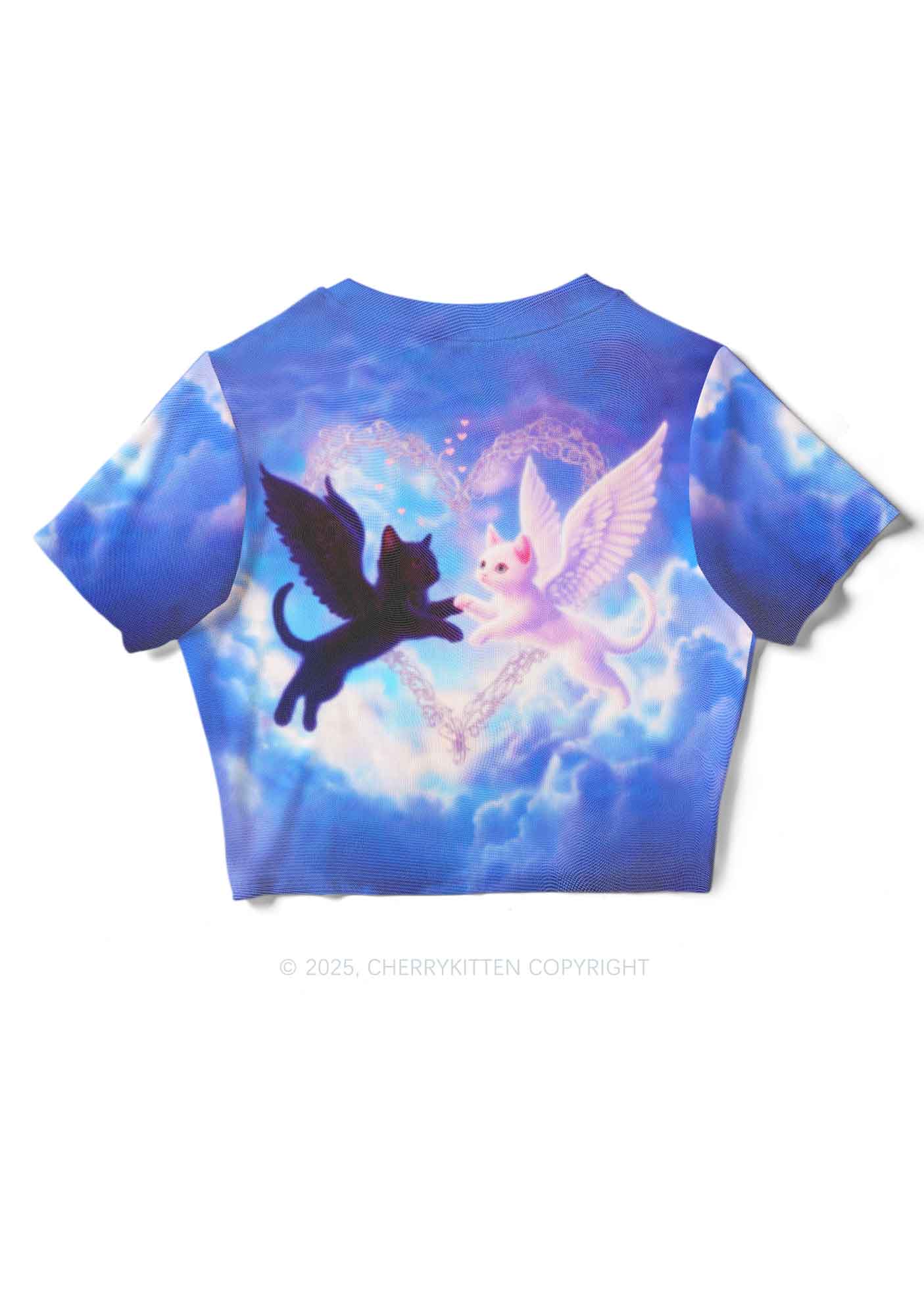 Cat Angel Y2K Mesh Crop Top Cherrykitten