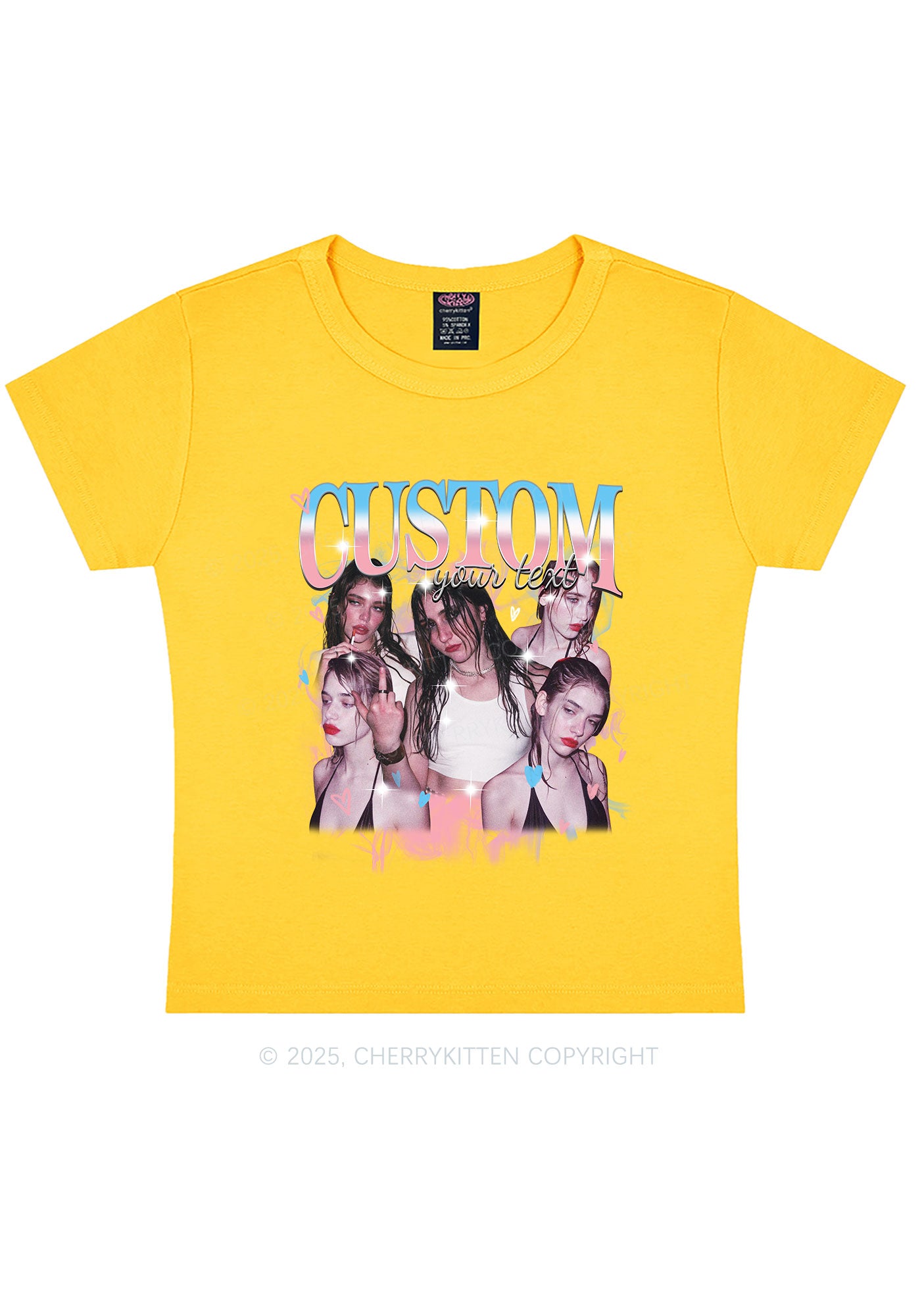 Custom Photo Trans Pride Y2K Baby Tee Cherrykitten