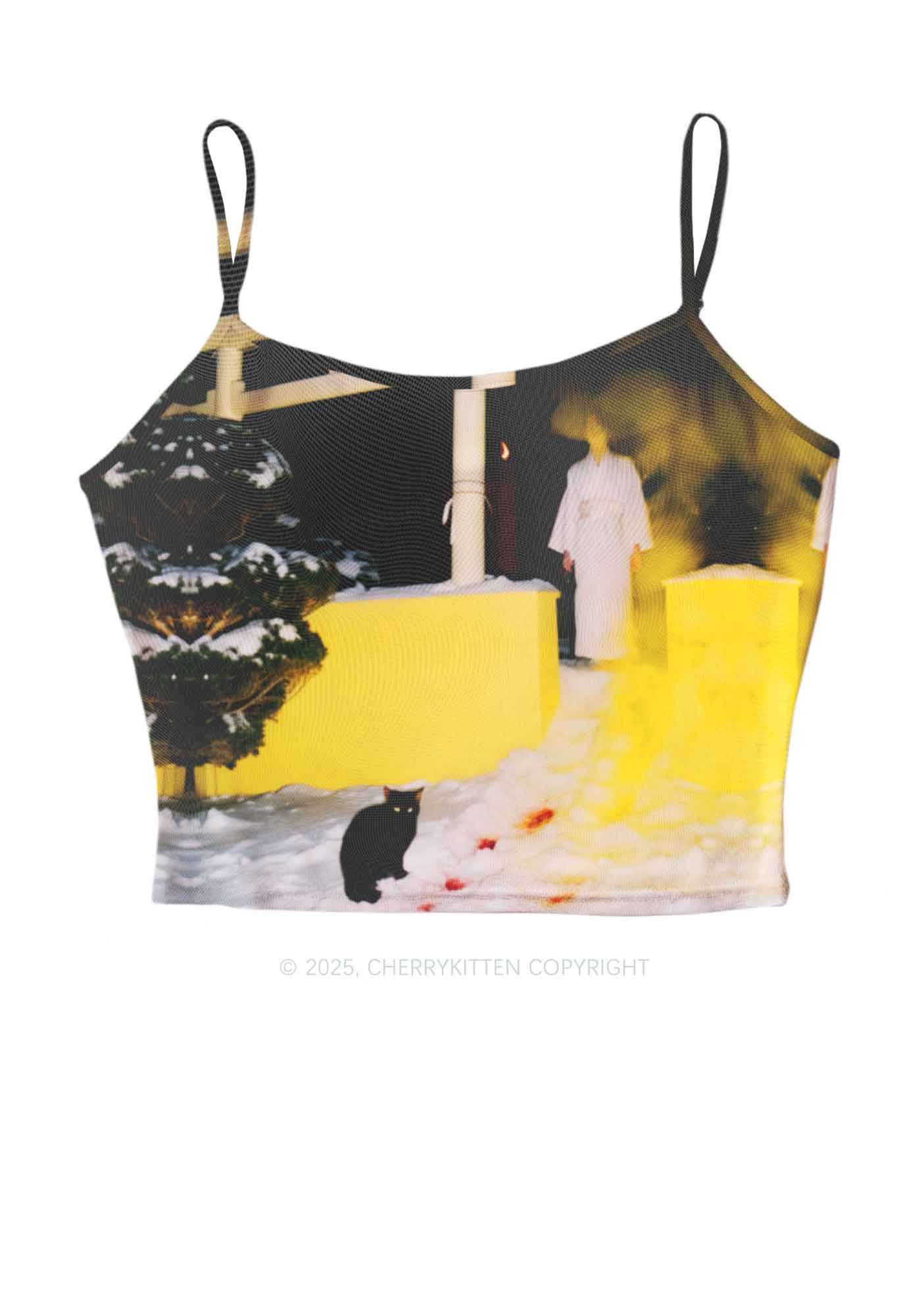Snow Cat Y2K Mesh Cami Tank Cherrykitten