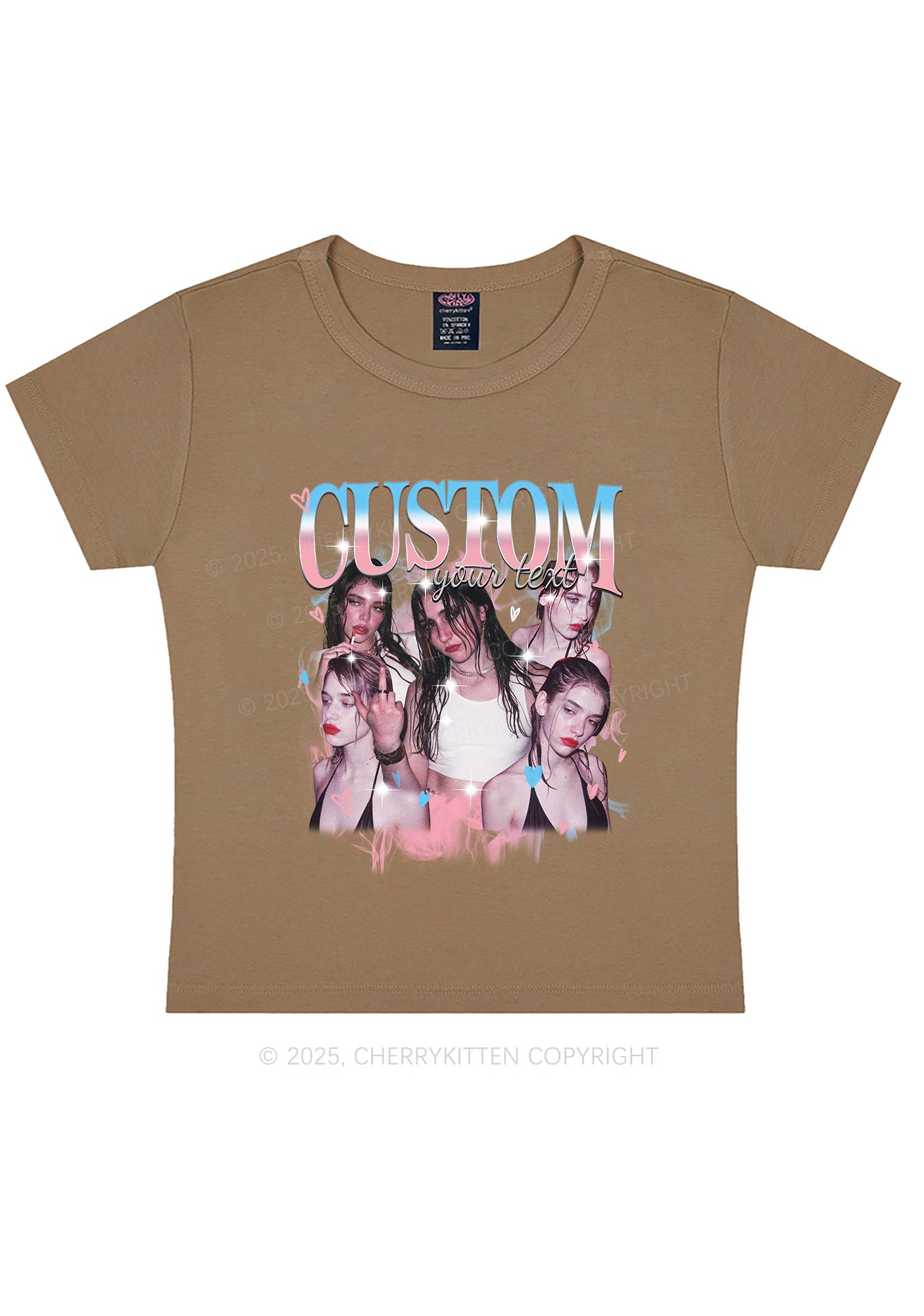 Custom Photo Trans Pride Y2K Baby Tee Cherrykitten