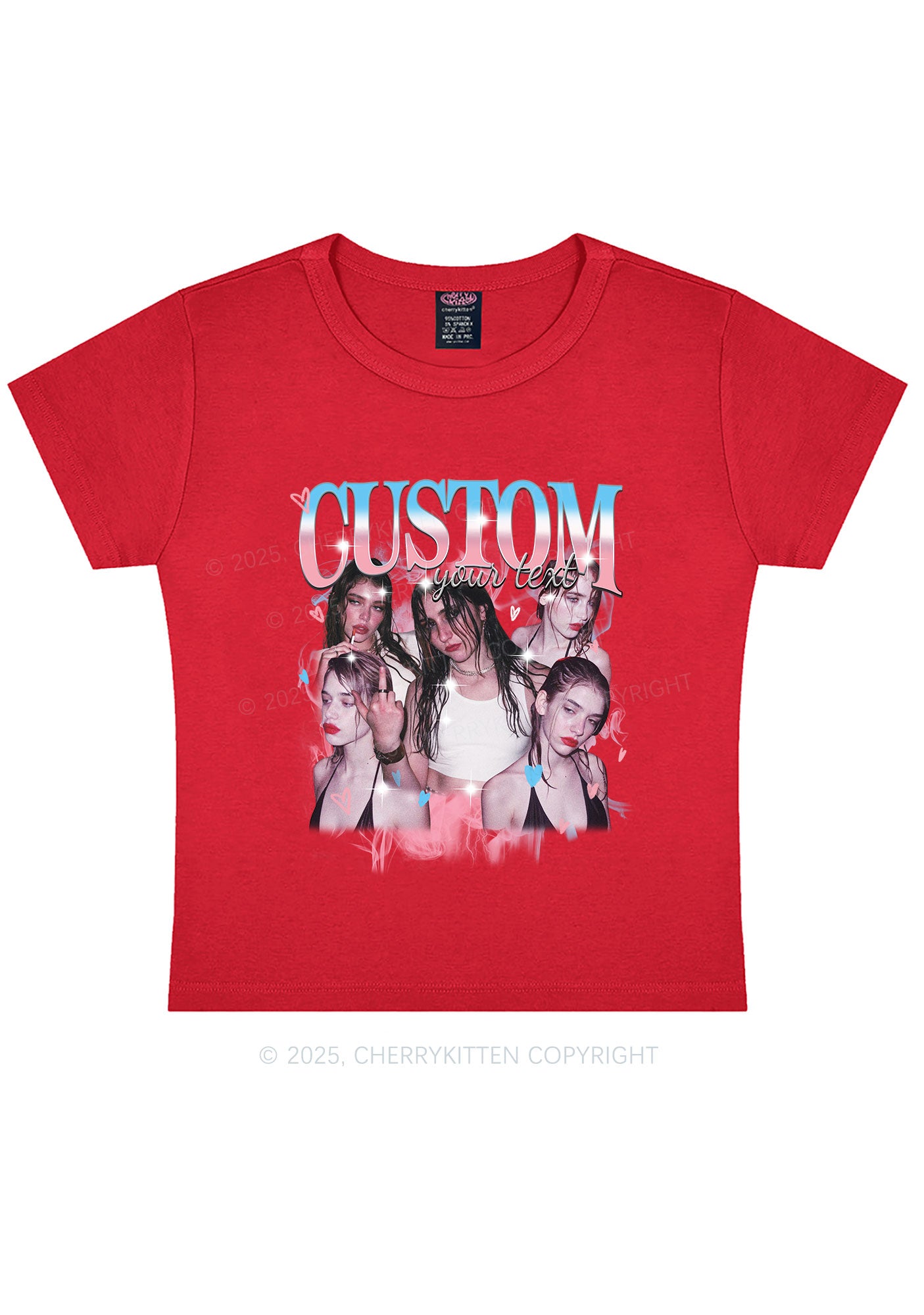 Custom Photo Trans Pride Y2K Baby Tee Cherrykitten