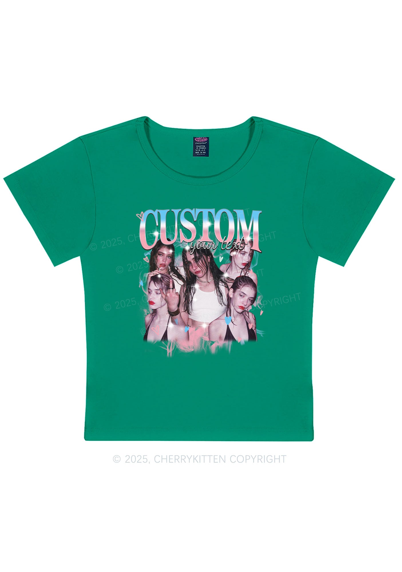 Custom Photo Trans Pride Y2K Baby Tee Cherrykitten