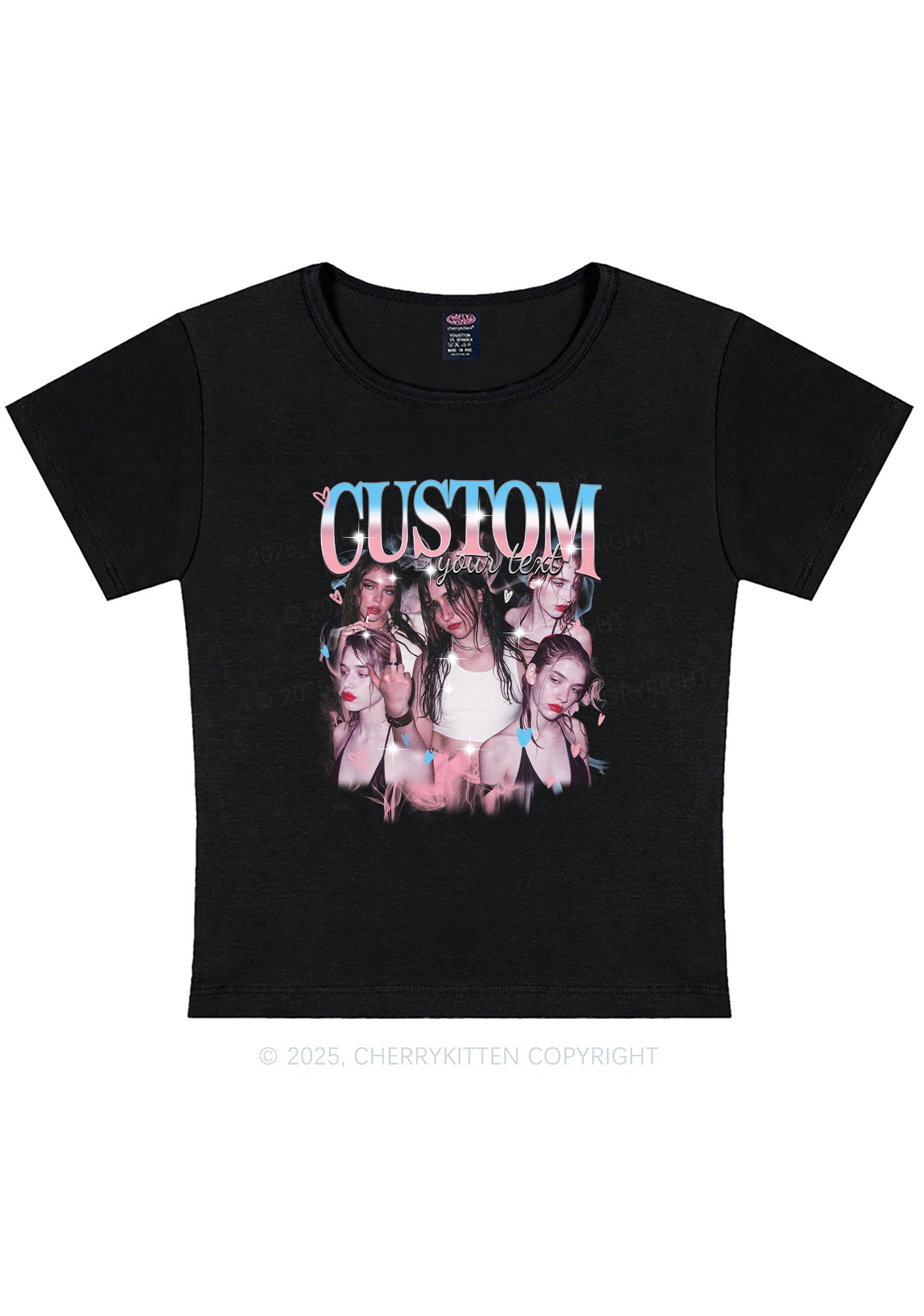 Custom Photo Trans Pride Y2K Baby Tee Cherrykitten