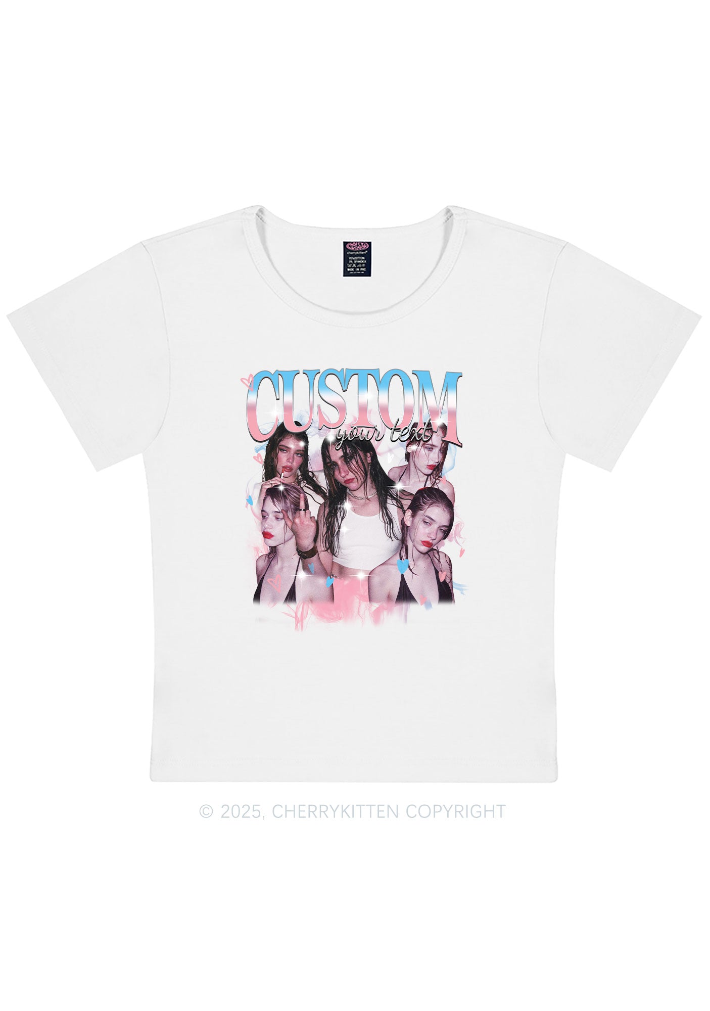 Custom Photo Trans Pride Y2K Baby Tee Cherrykitten