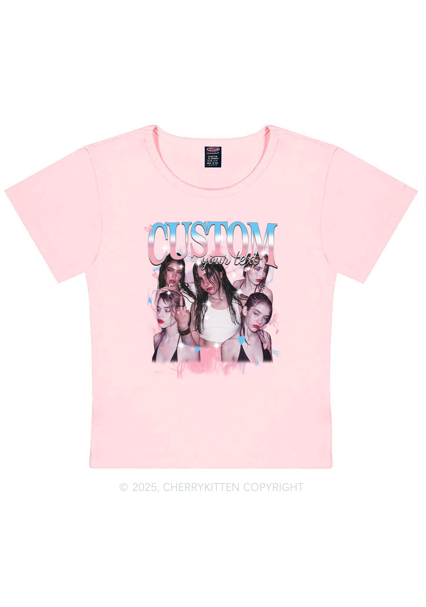 Custom Photo Trans Pride Y2K Baby Tee Cherrykitten