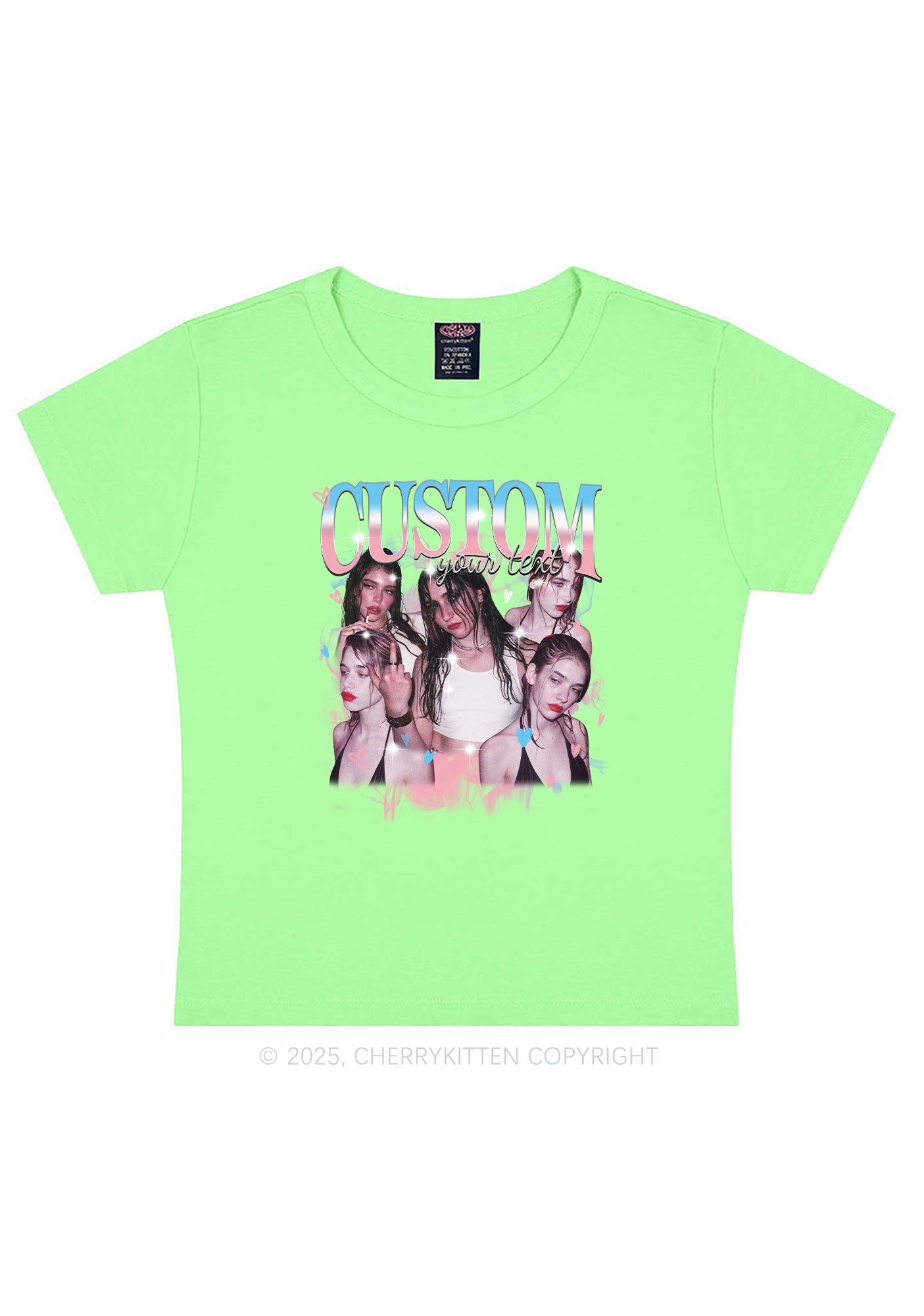 Custom Photo Trans Pride Y2K Baby Tee Cherrykitten