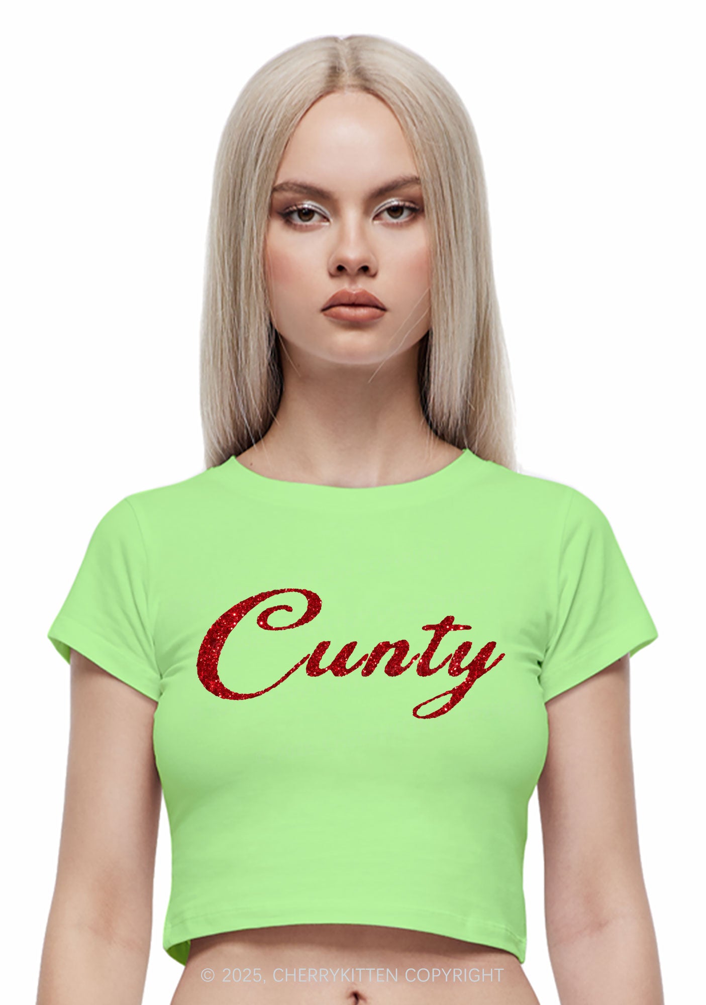 Glitter Cunty Y2K Baby Tee Cherrykitten