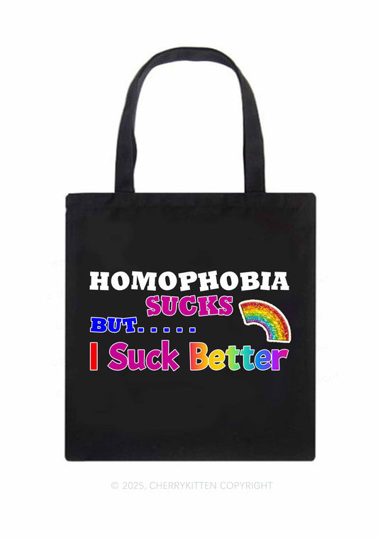 Homophobia Sucks Pride Y2K Canvas Tote Bag Cherrykitten