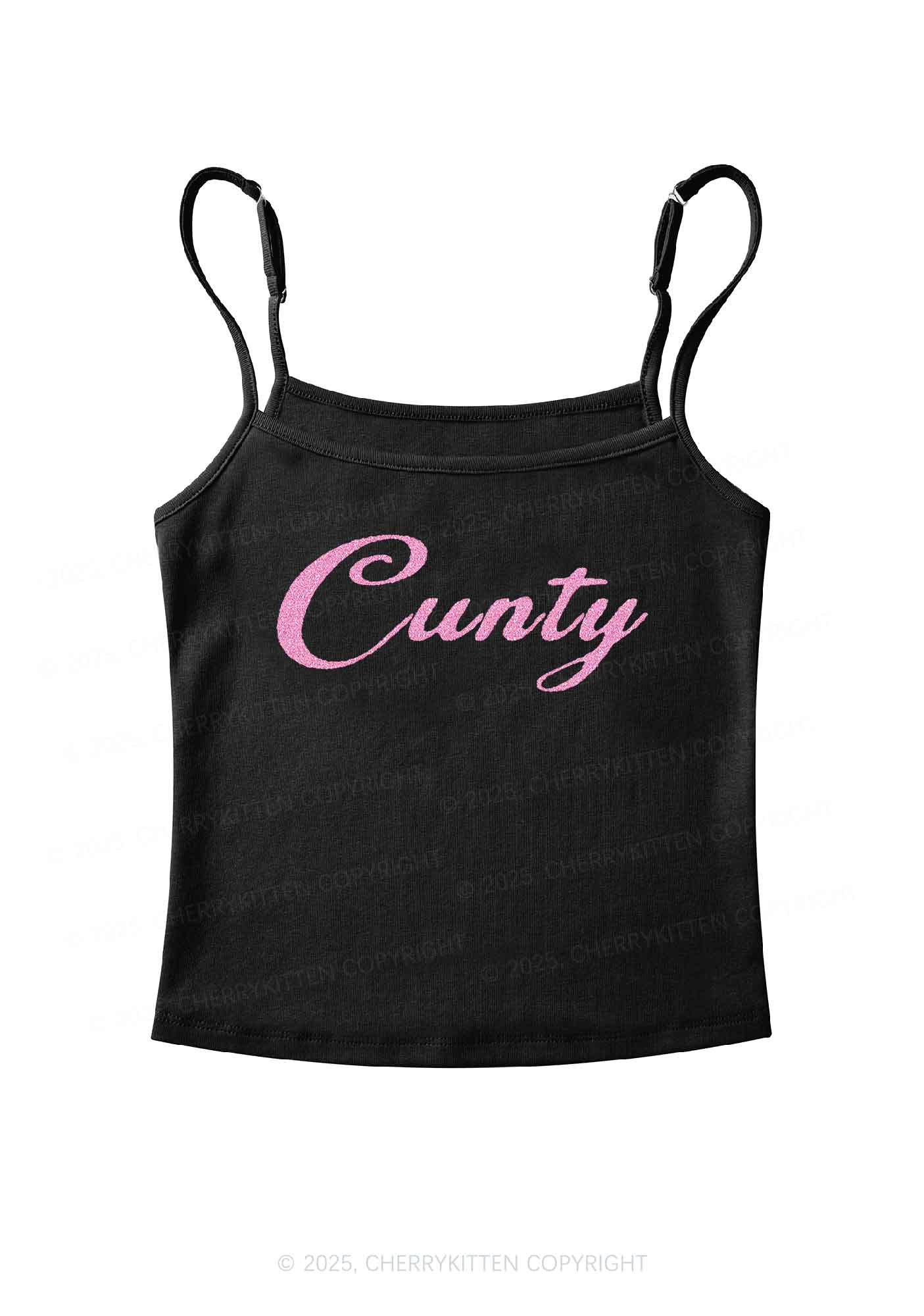 Glitter Cunty Y2K Spaghetti Strap Cami Cherrykitten