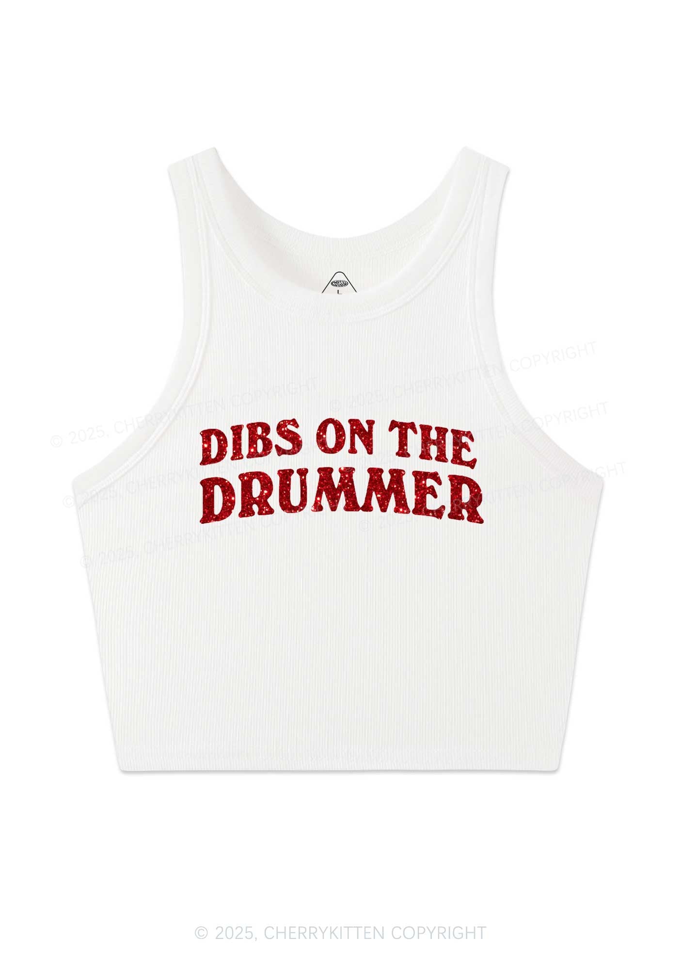 Glitter Dibs On The Drummer Y2K Crop Tank Top Cherrykitten