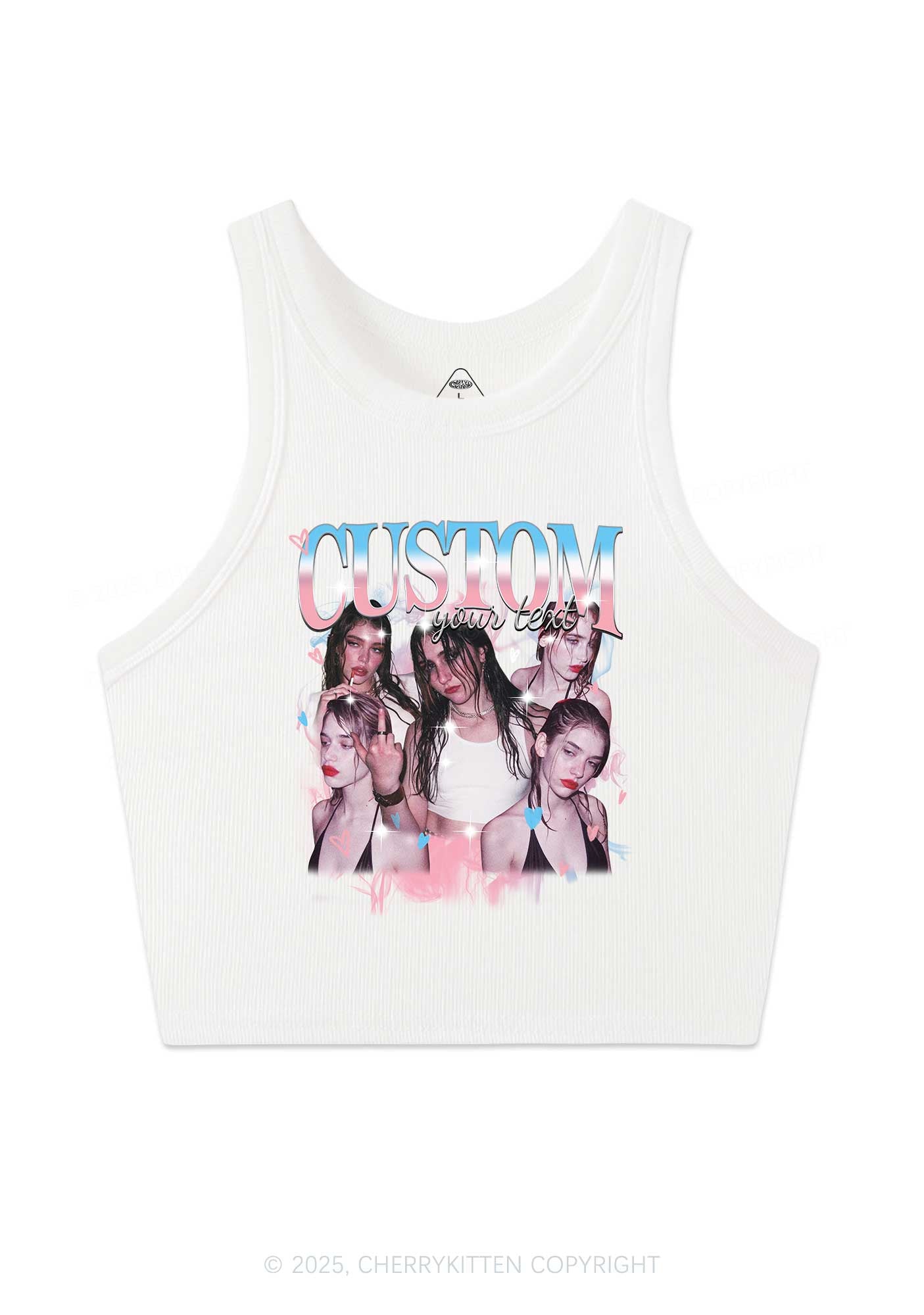 Custom Photo Trans Pride Y2K Crop Tank Top Cherrykitten