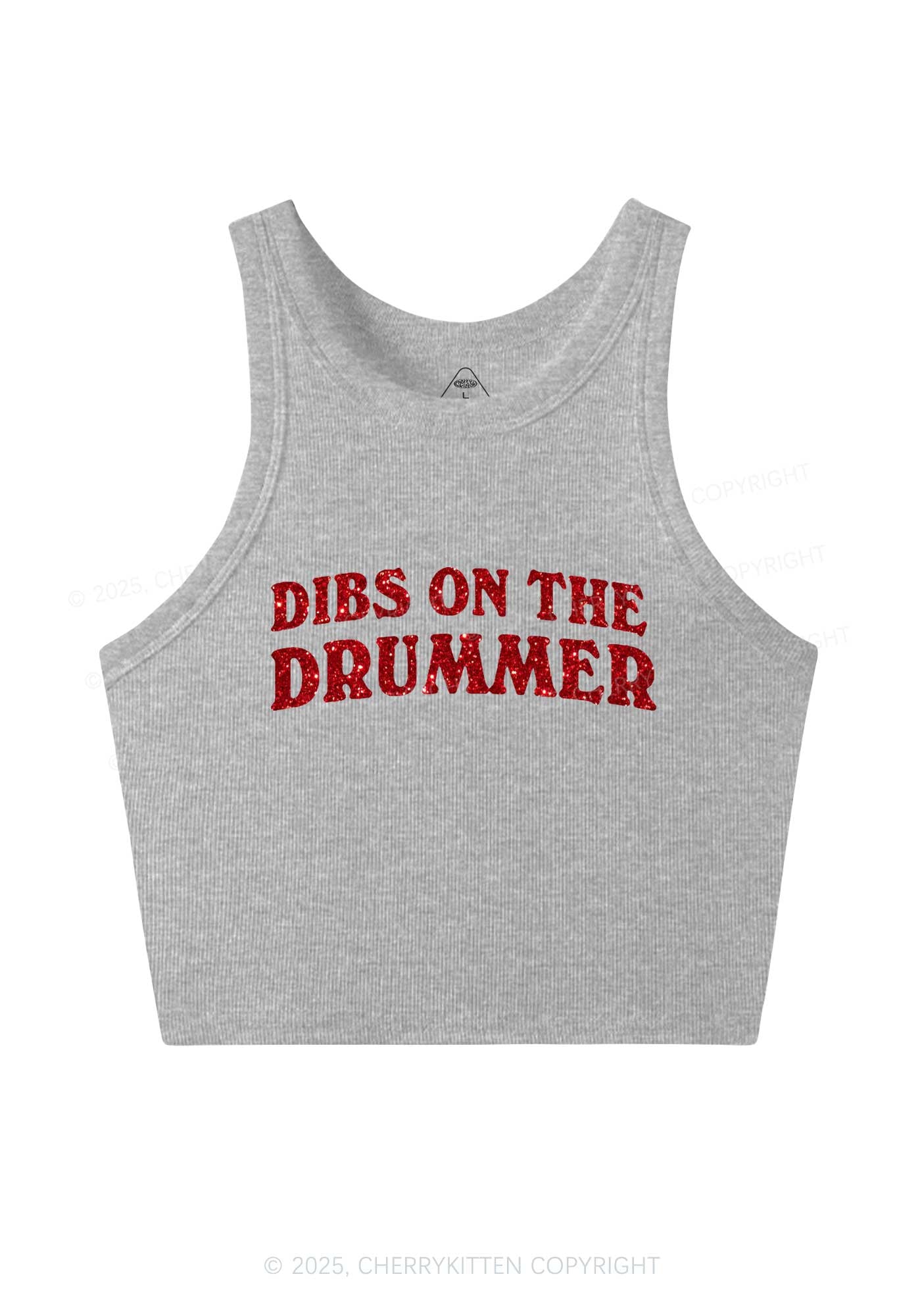 Glitter Dibs On The Drummer Y2K Crop Tank Top Cherrykitten