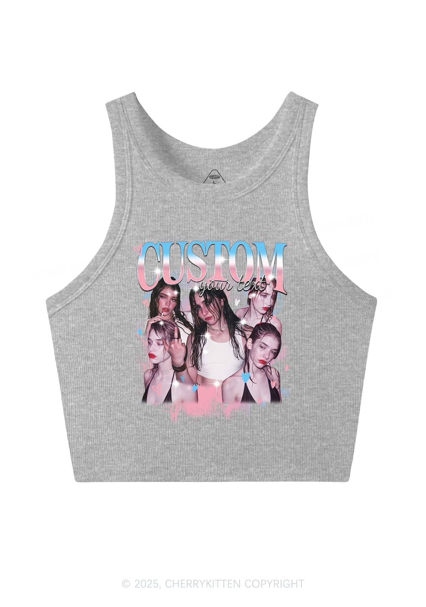 Custom Photo Trans Pride Y2K Crop Tank Top Cherrykitten