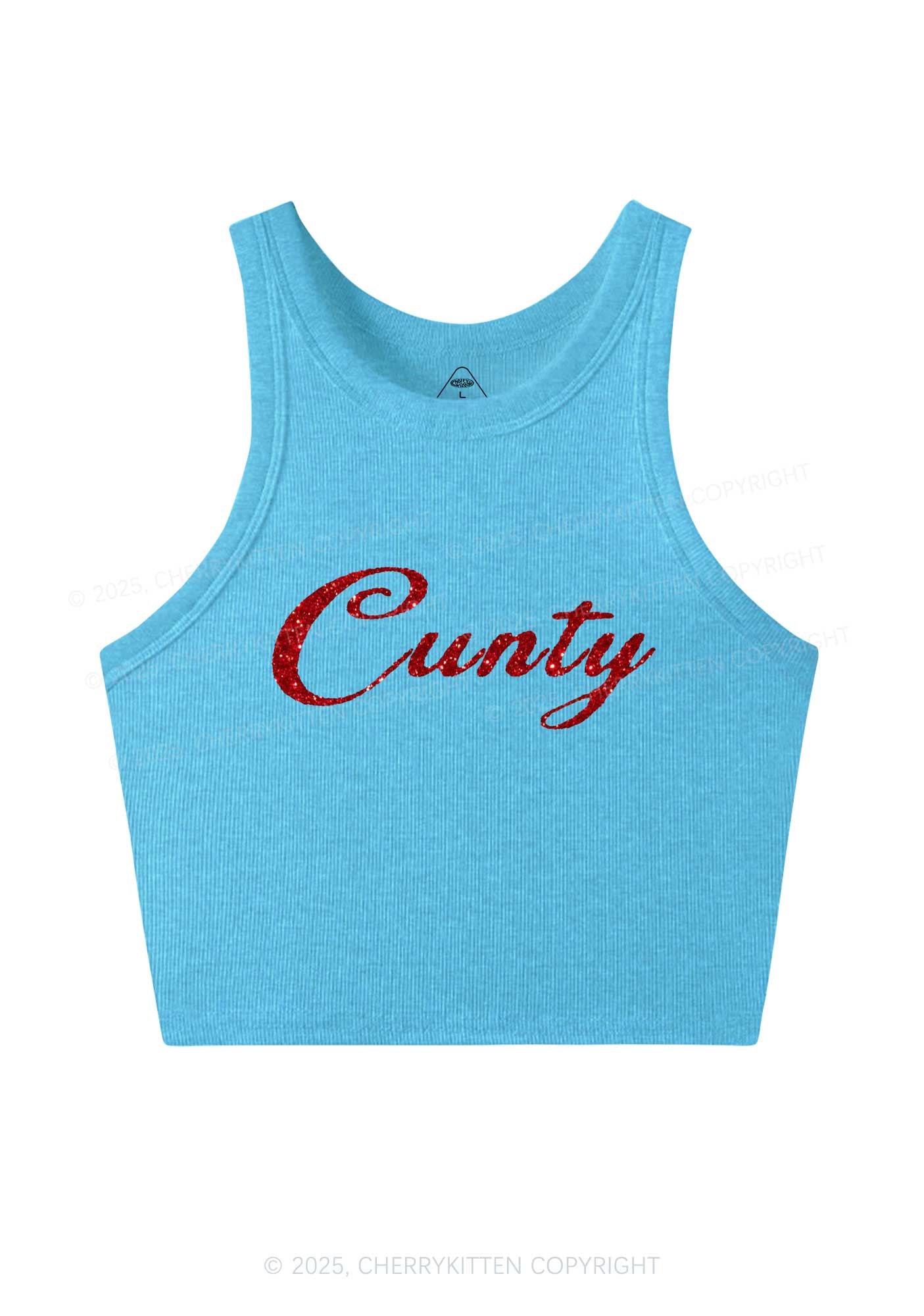 Glitter Cunty Y2K Crop Tank Top Cherrykitten