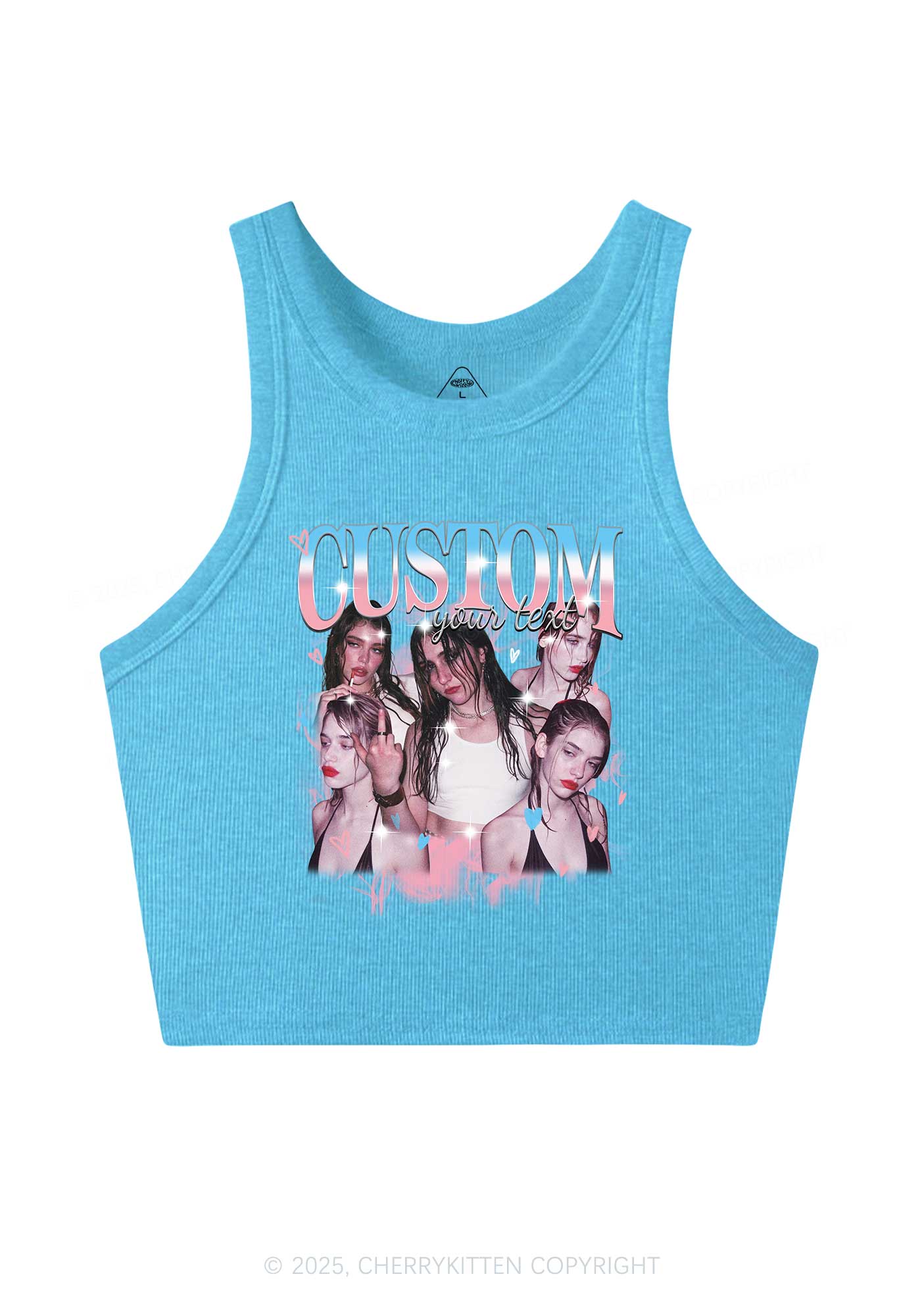 Custom Photo Trans Pride Y2K Crop Tank Top Cherrykitten