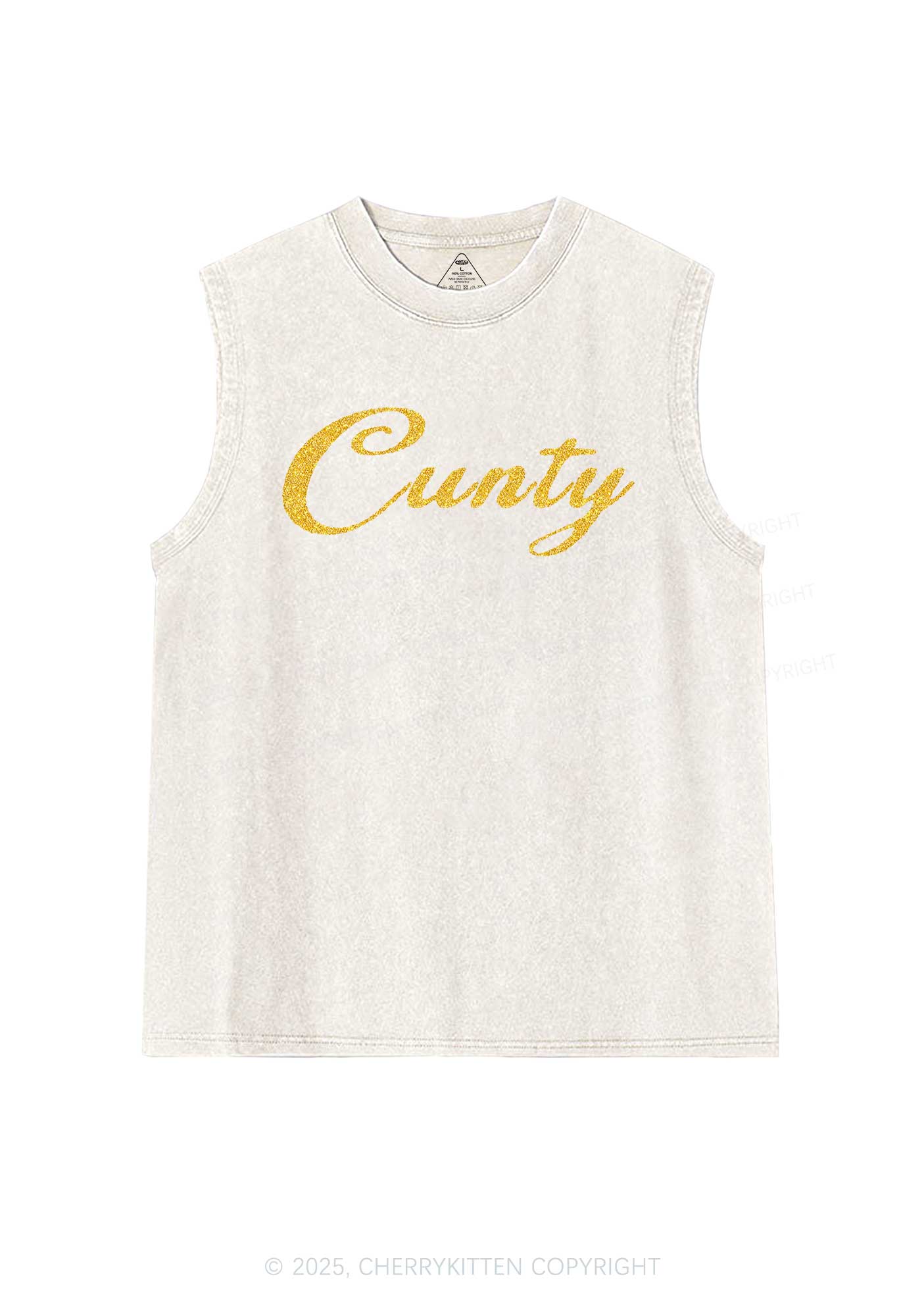 Glitter Cunty Y2K Washed Muscle Tank Cherrykitten