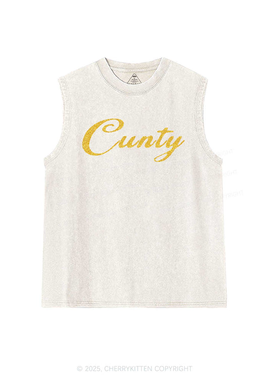 Glitter Cunty Y2K Washed Muscle Tank Cherrykitten