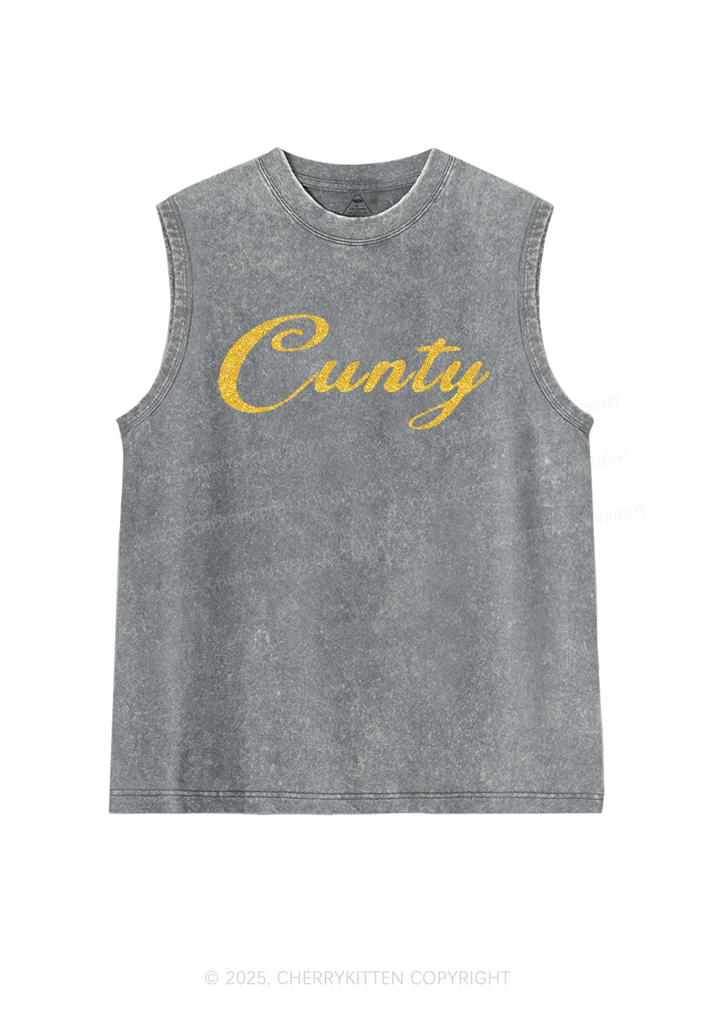 Glitter Cunty Y2K Washed Muscle Tank Cherrykitten