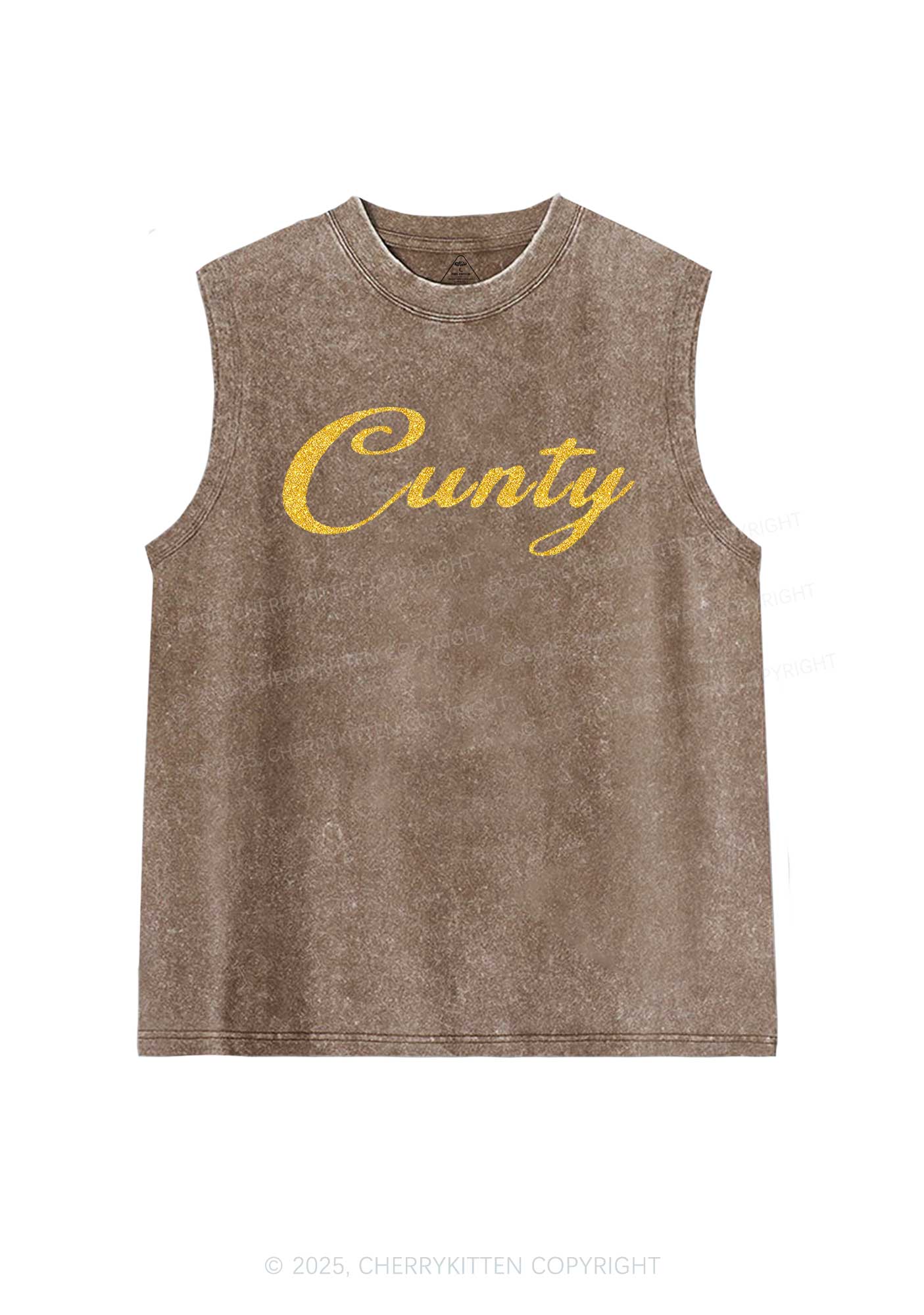 Glitter Cunty Y2K Washed Muscle Tank Cherrykitten