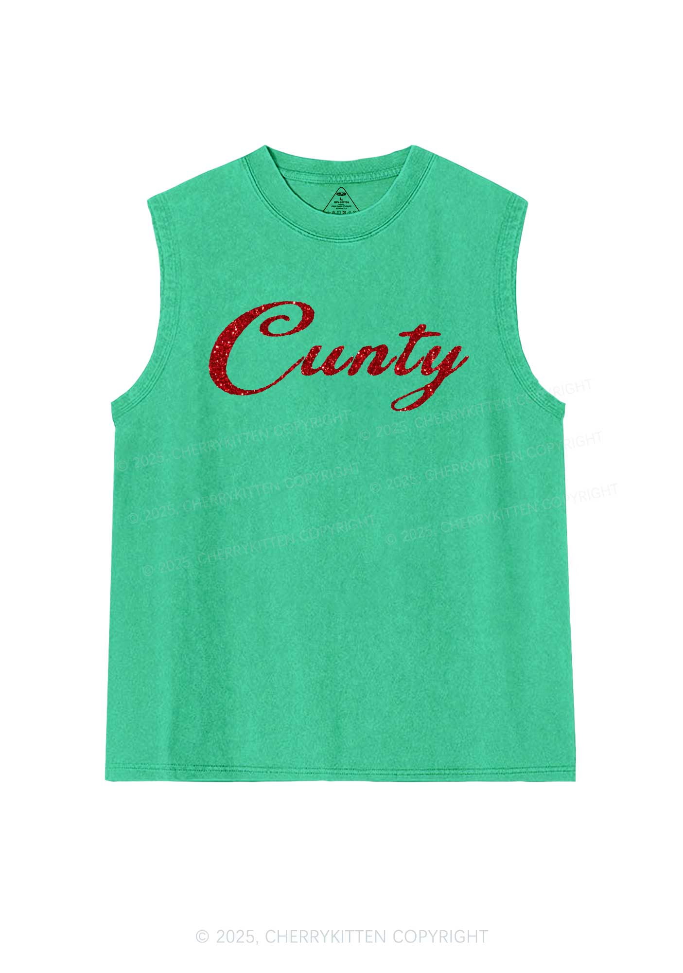 Glitter Cunty Y2K Washed Muscle Tank Cherrykitten