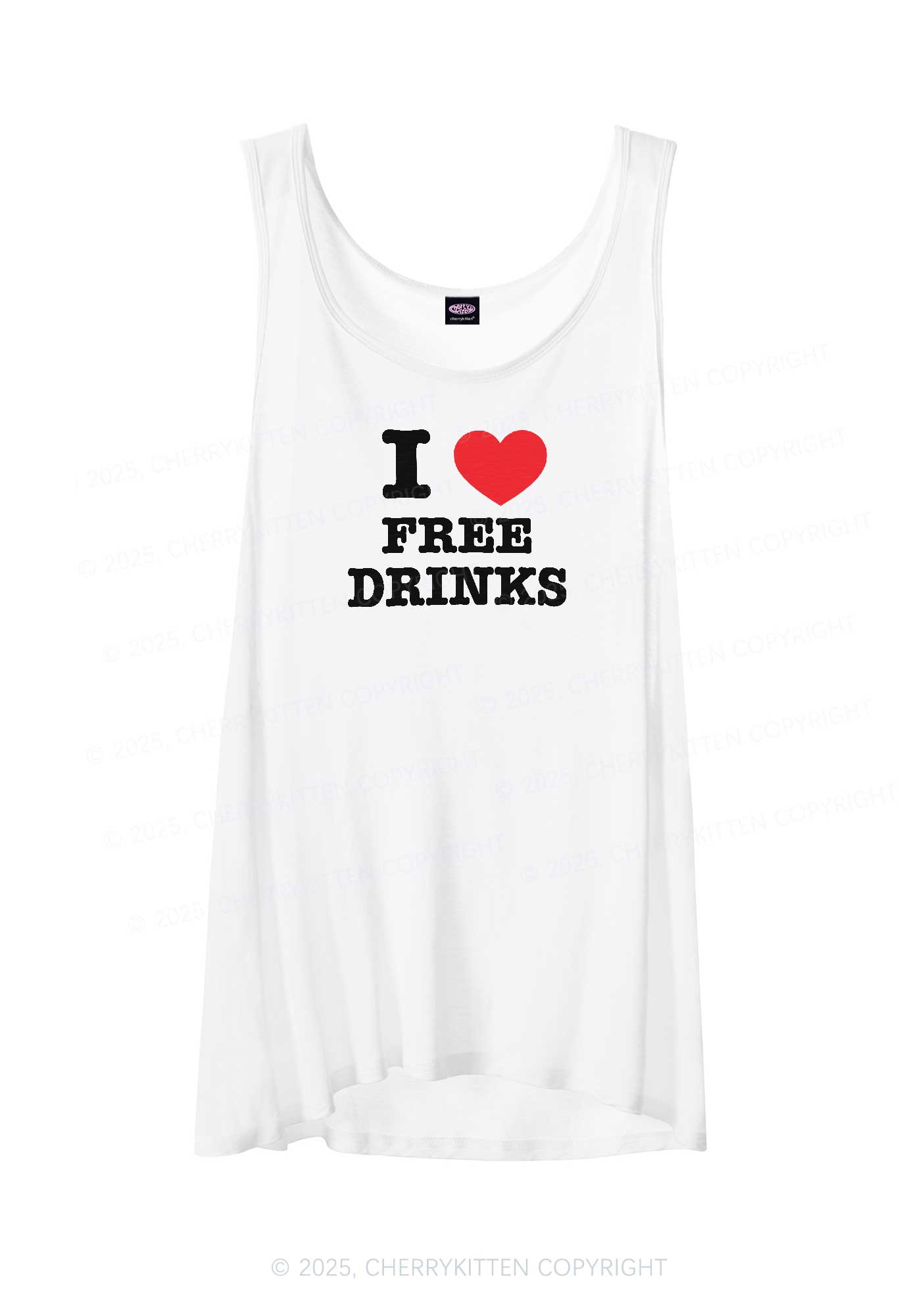 I Love Free Drinks Y2K Sheer Boyfriend Tank Cherrykitten