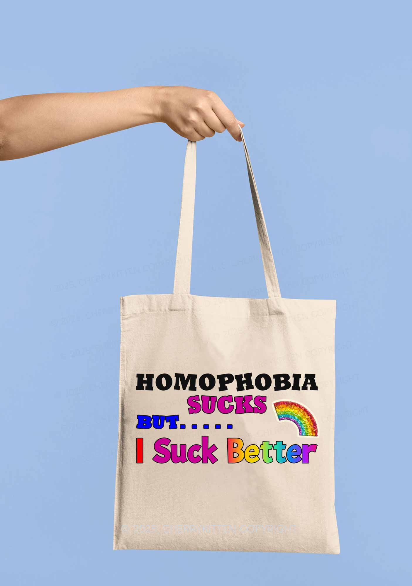 Homophobia Sucks Pride Y2K Canvas Tote Bag Cherrykitten