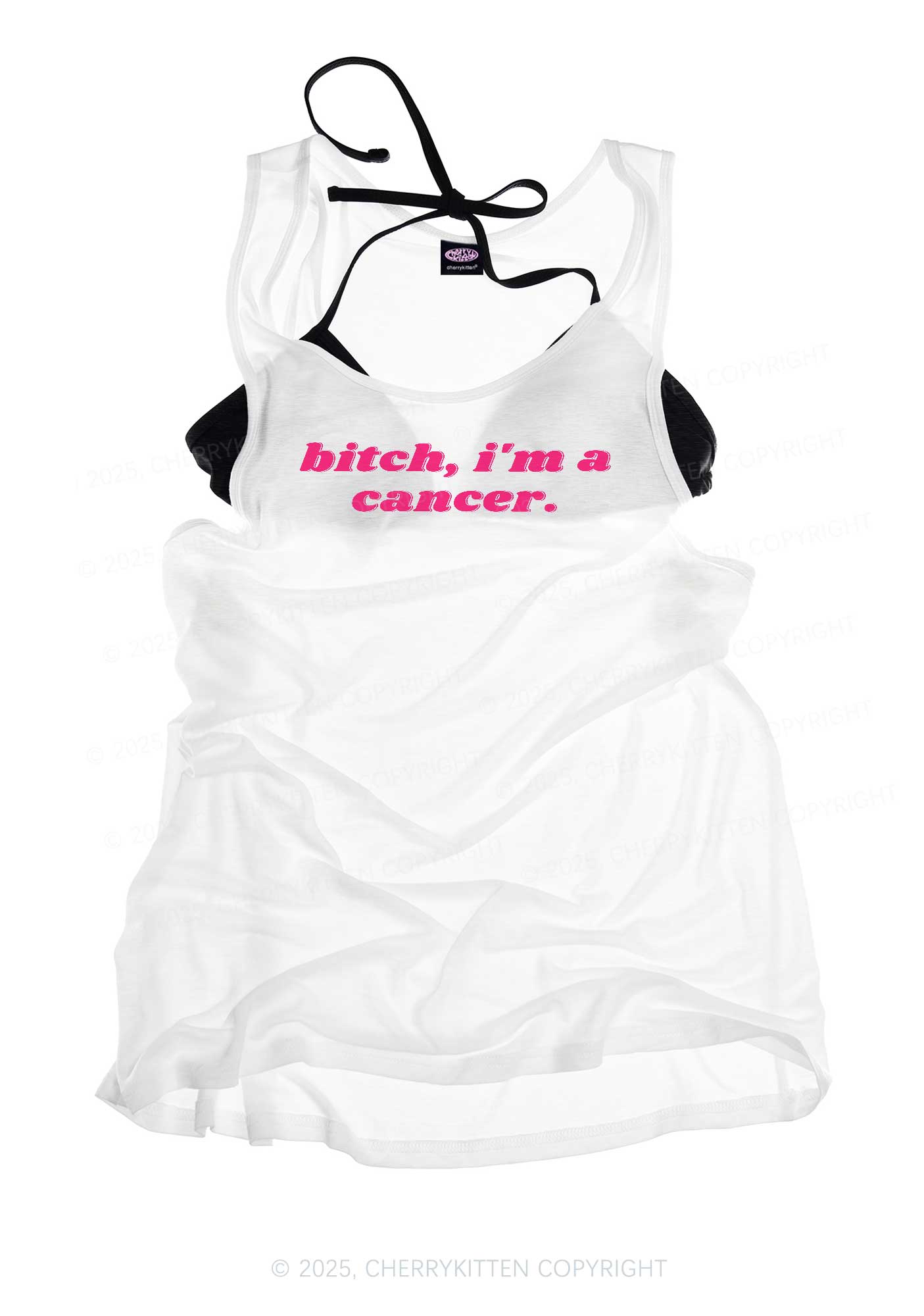 Bxtch Im A Custom Zodiac Y2K Sheer Boyfriend Tank Cherrykitten