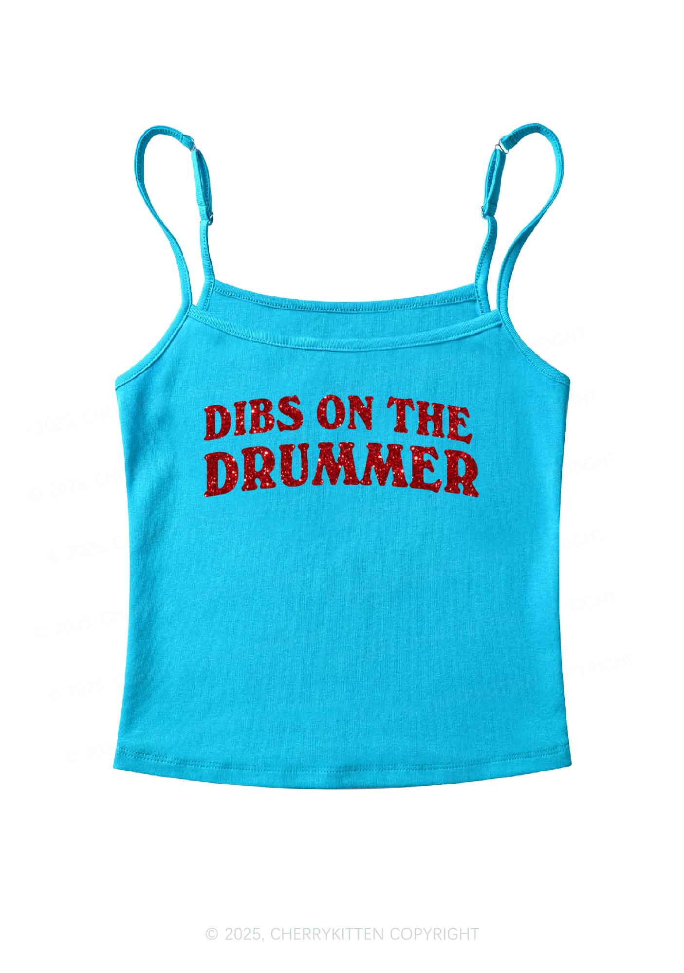 Glitter Dibs On The Drummer Y2K Spaghetti Strap Cami Cherrykitten