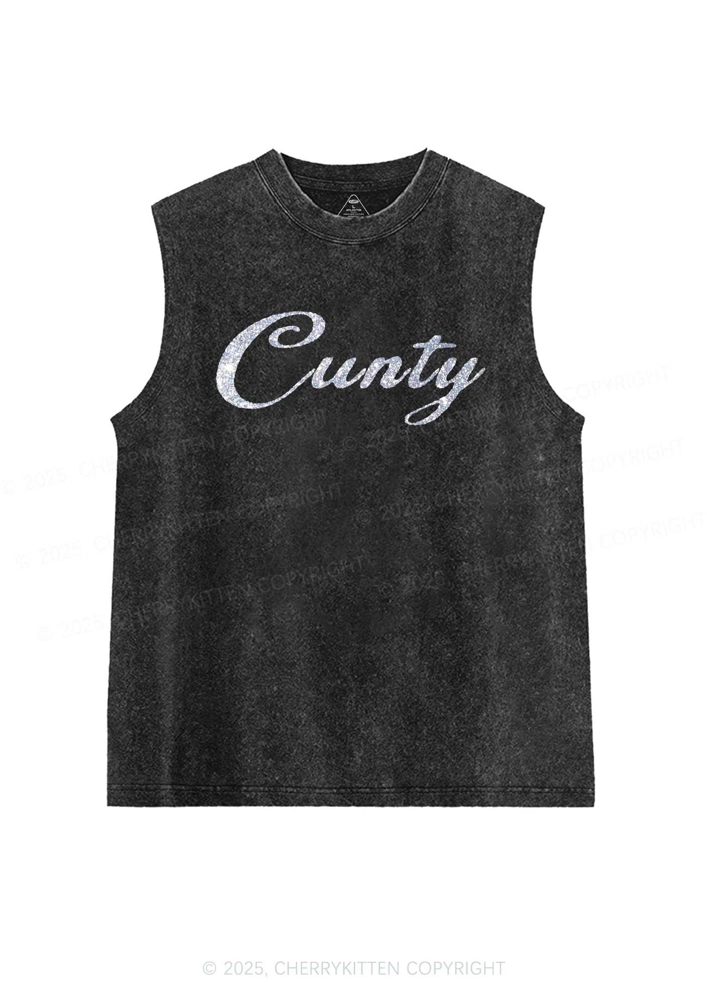 Glitter Cunty Y2K Washed Muscle Tank Cherrykitten