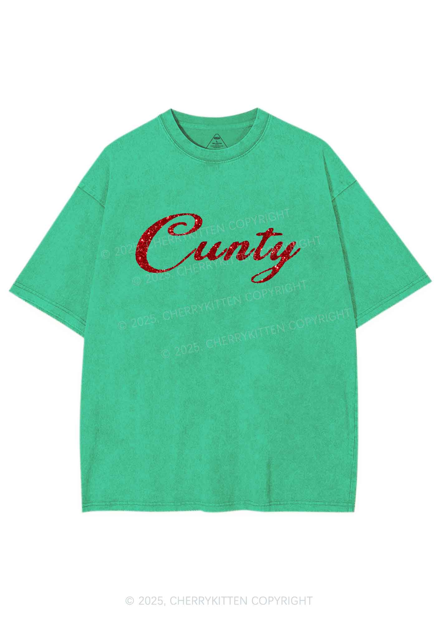 Glitter Cunty Y2K Shirts Washed Tee Cherrykitten