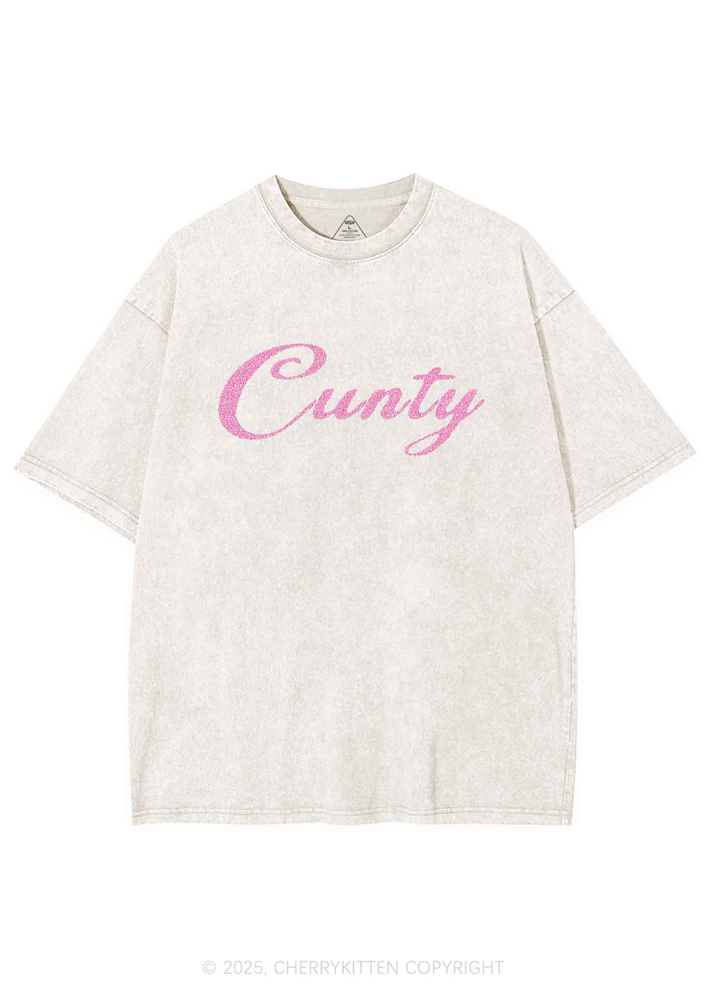 Glitter Cunty Y2K Shirts Washed Tee Cherrykitten
