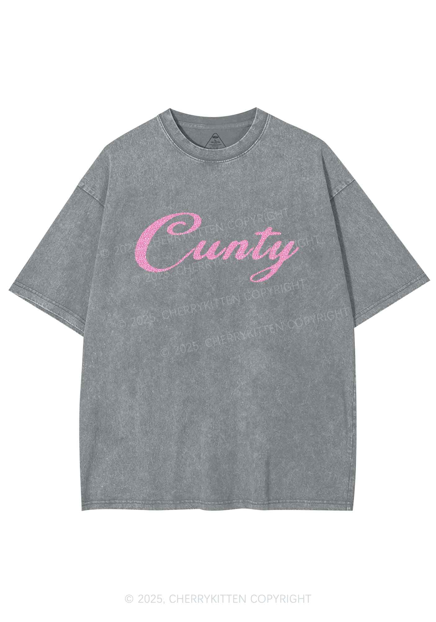 Glitter Cunty Y2K Shirts Washed Tee Cherrykitten