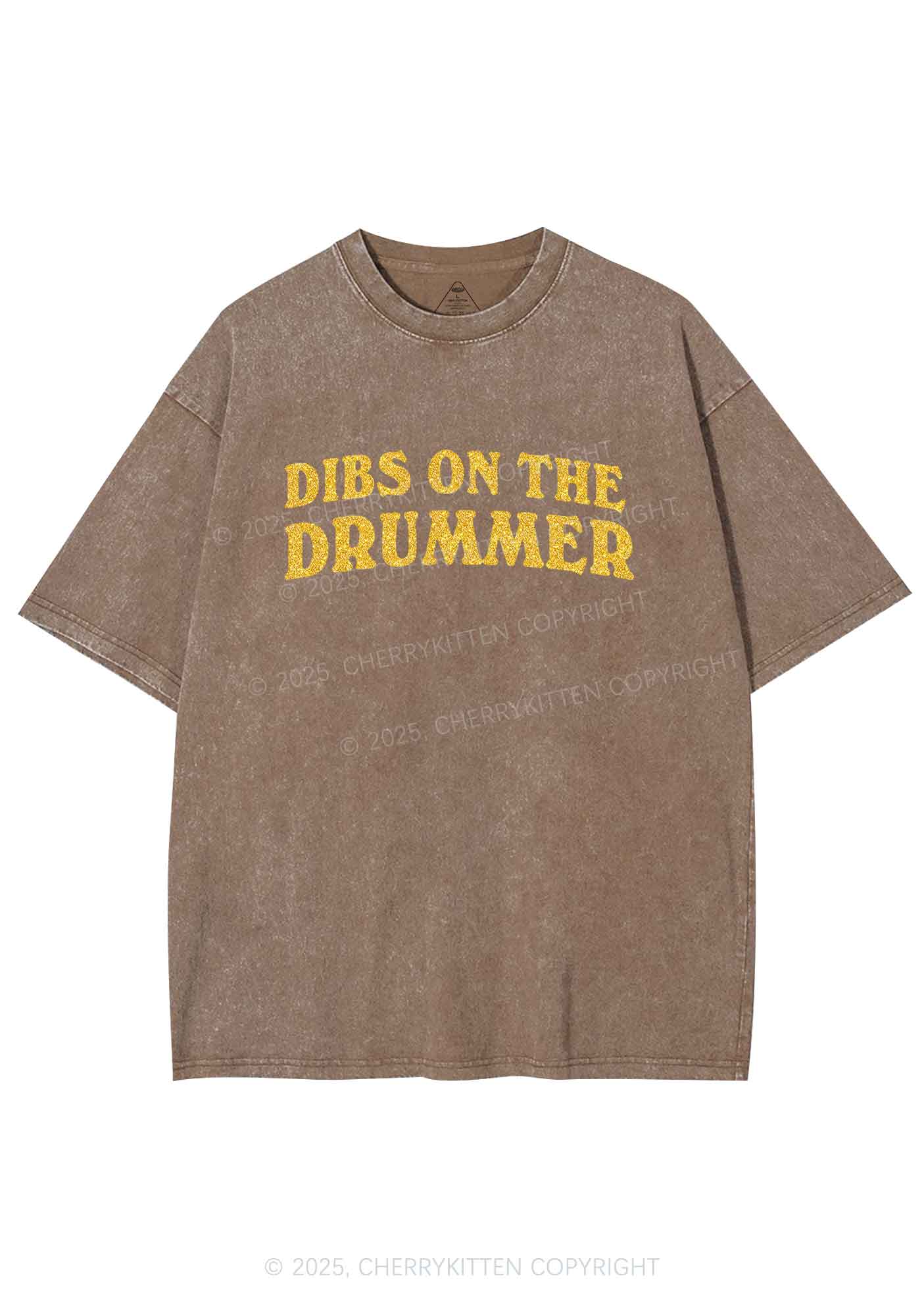 Glitter Dibs On The Drummer Y2K Shirts Washed Tee Cherrykitten