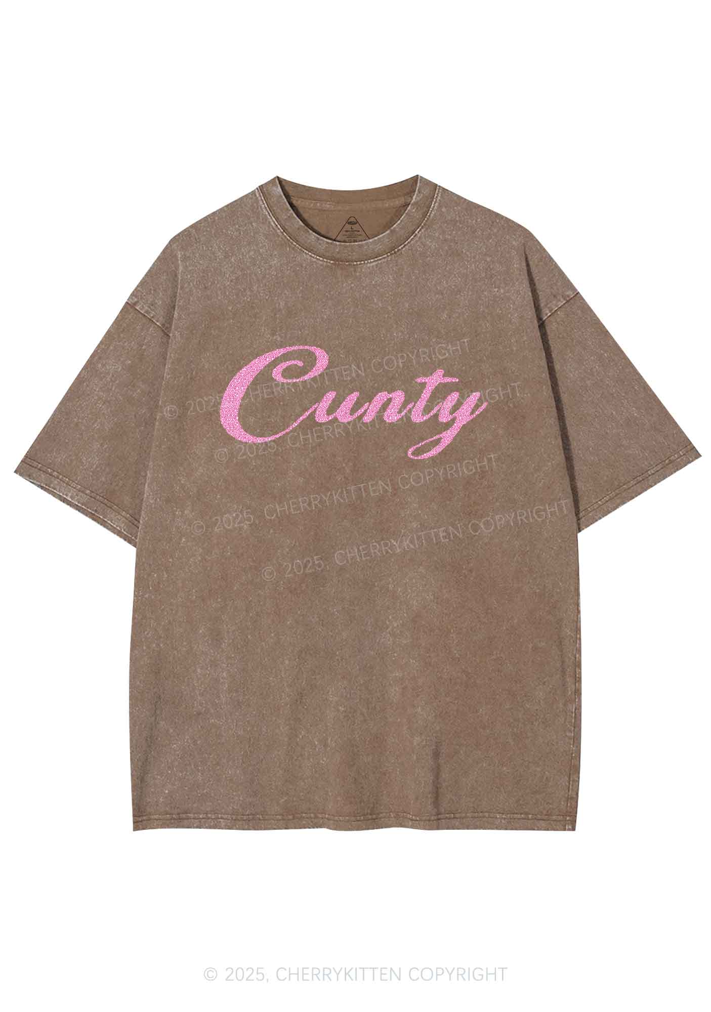 Glitter Cunty Y2K Shirts Washed Tee Cherrykitten