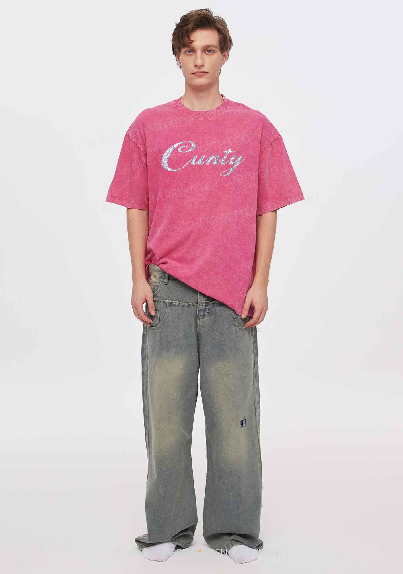 Glitter Cunty Y2K Shirts Washed Tee Cherrykitten