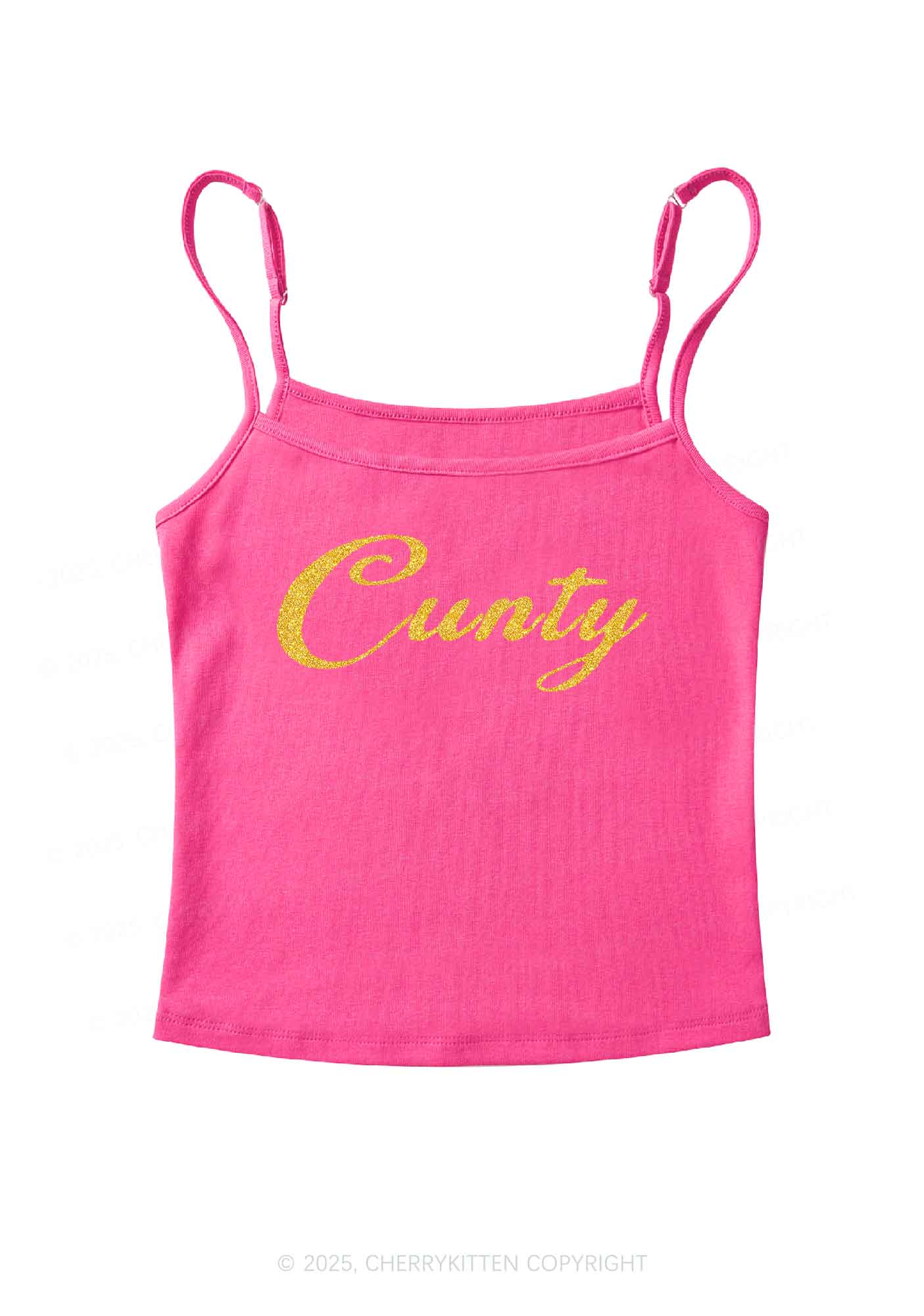 Glitter Cunty Y2K Spaghetti Strap Cami Cherrykitten