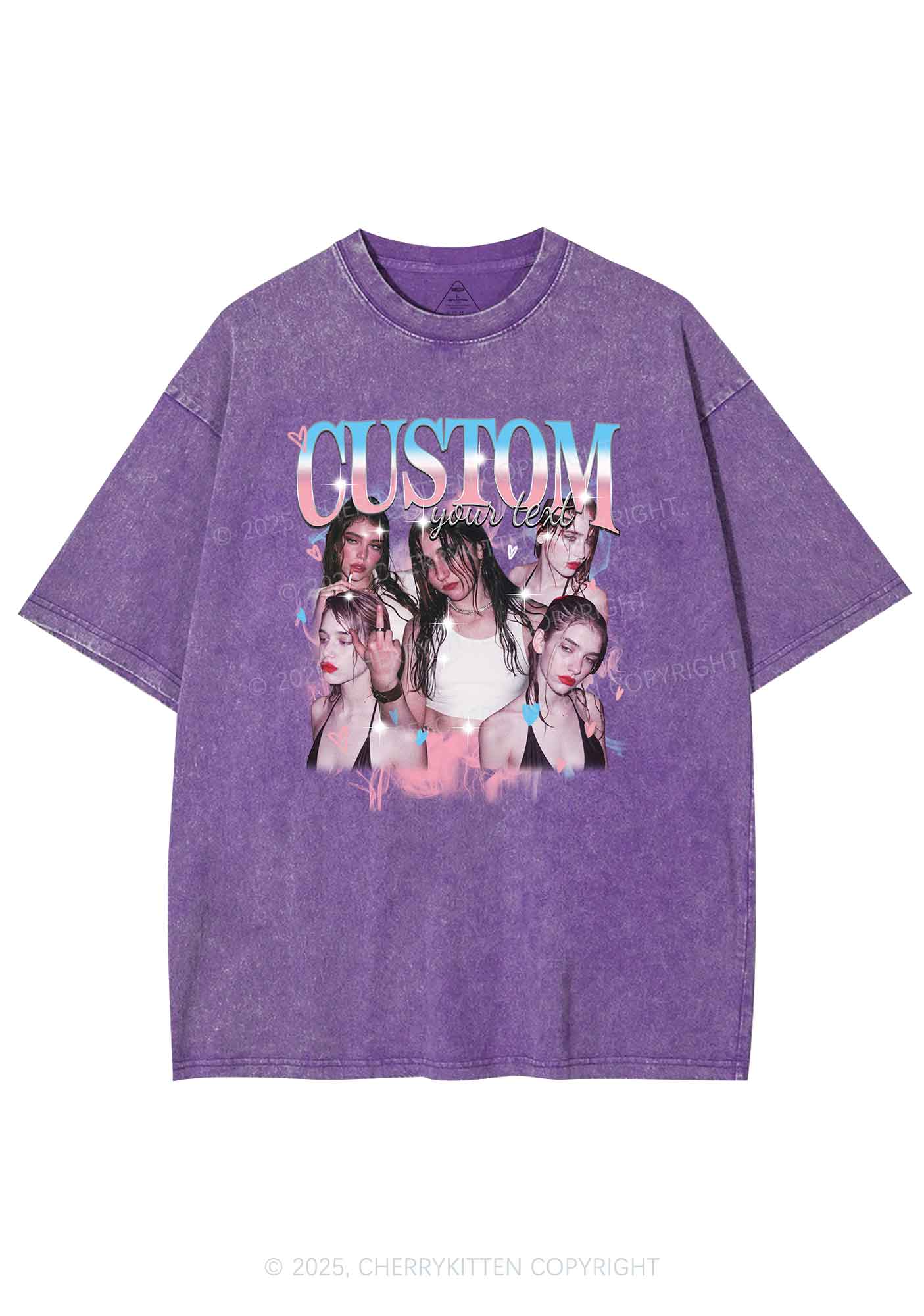 Custom Photo Trans Pride Y2K Shirts Washed Tee Cherrykitten
