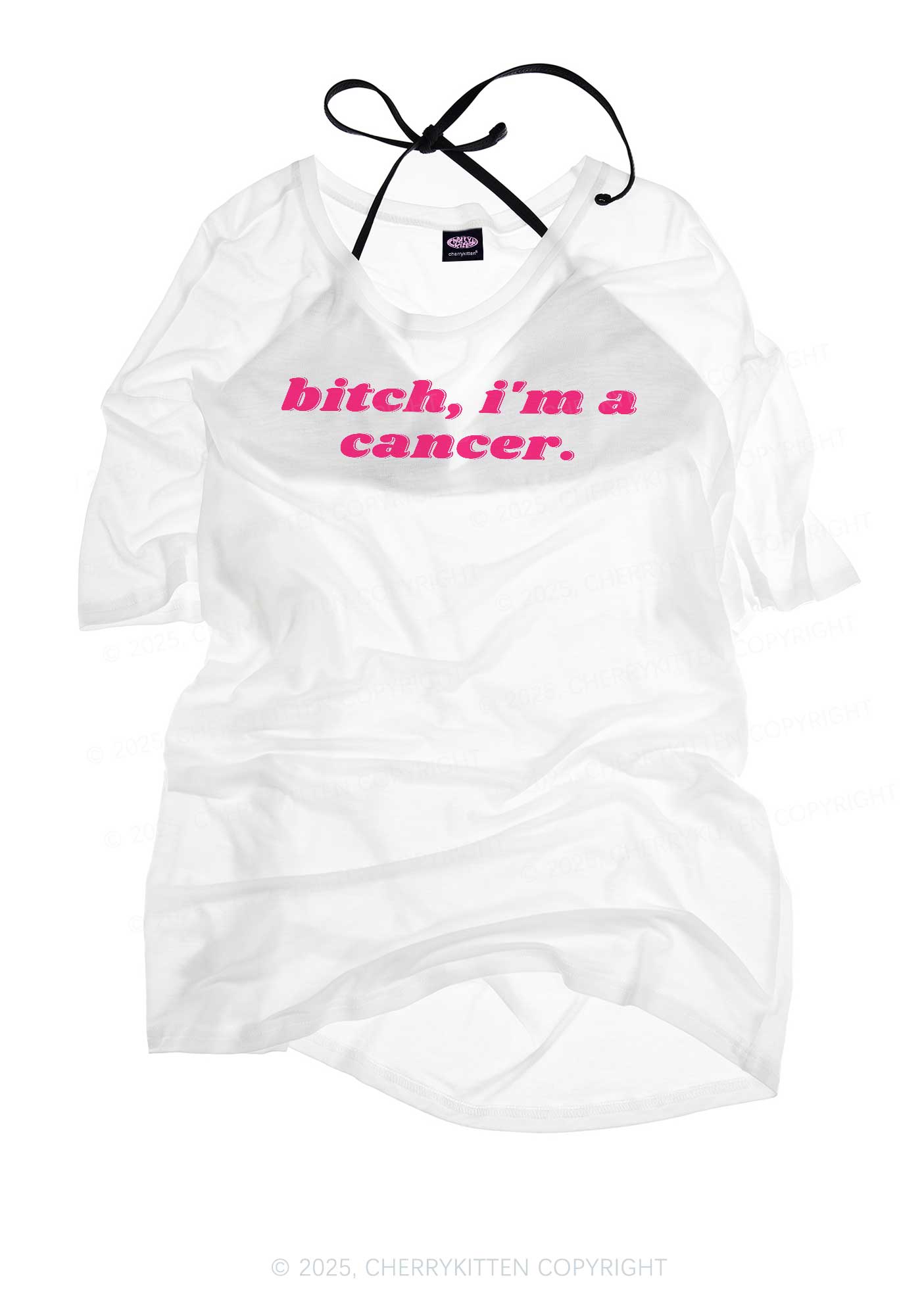 Bxtch Im A Custom Zodiac Y2K Sheer Boyfriend Tee Cherrykitten